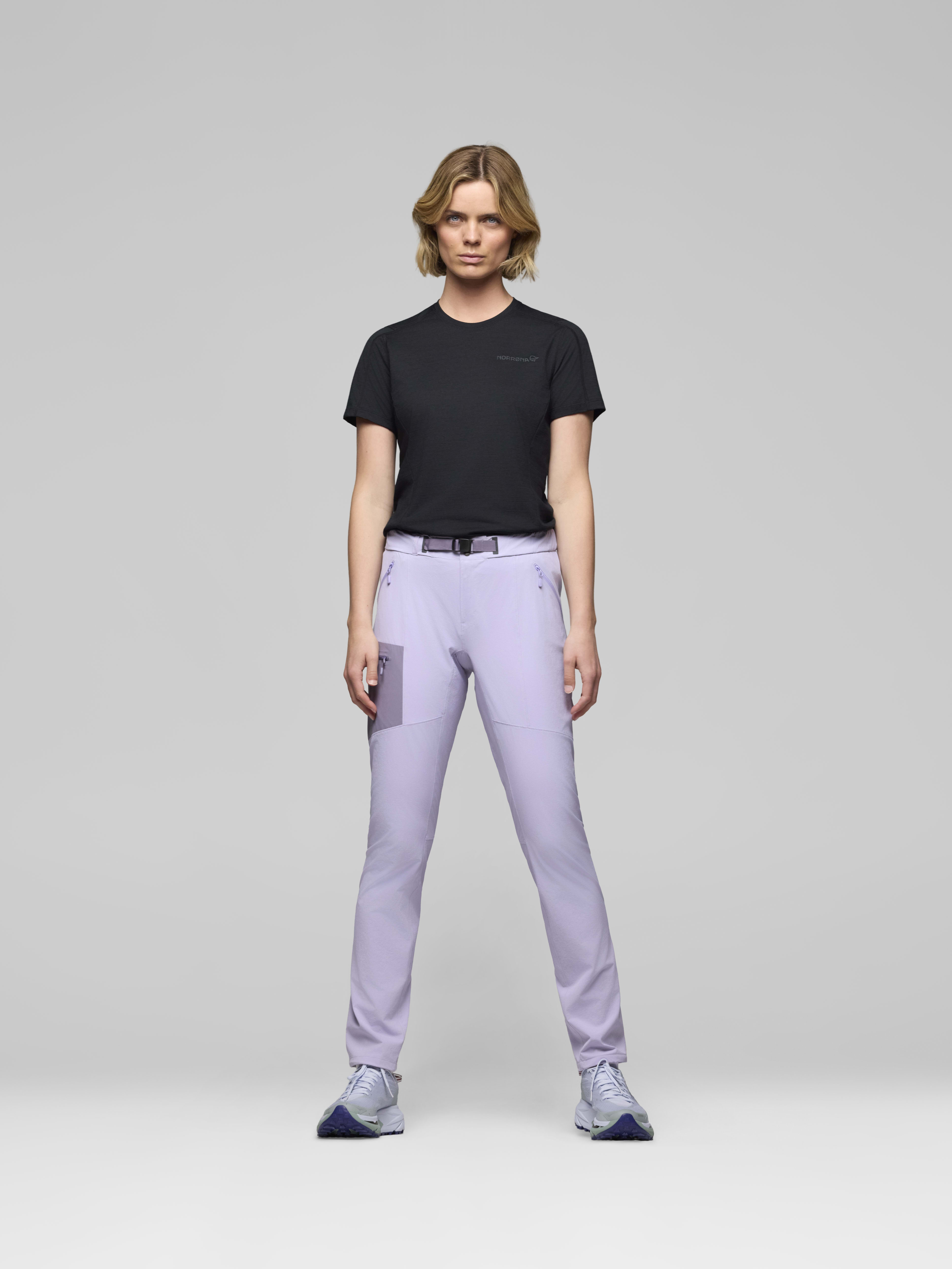 Female Look front image of falketind flex1 light Pants Heirloom Lilac/Purple Sage