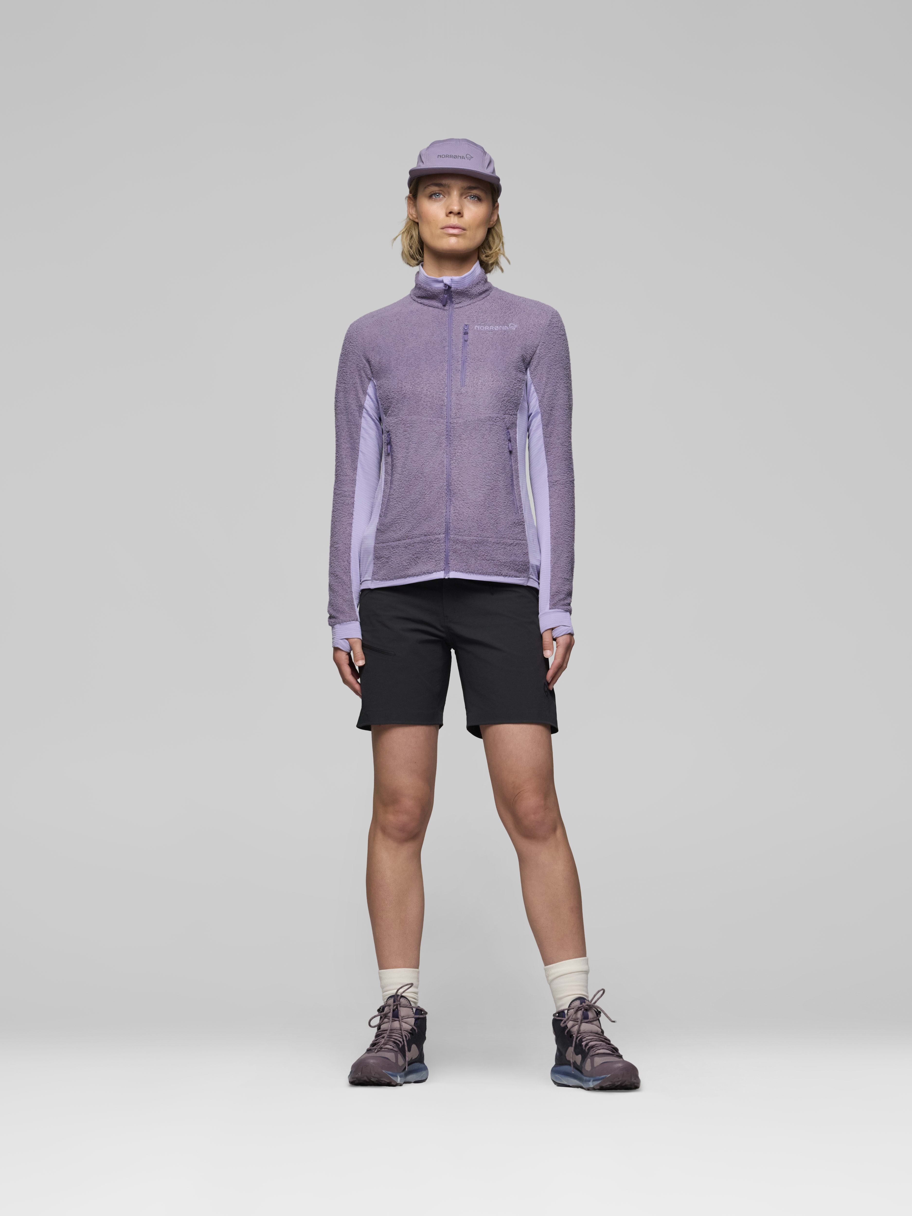Female Look front image of falketind warm1 active Jacket Purple Sage/Heirloom Lilac