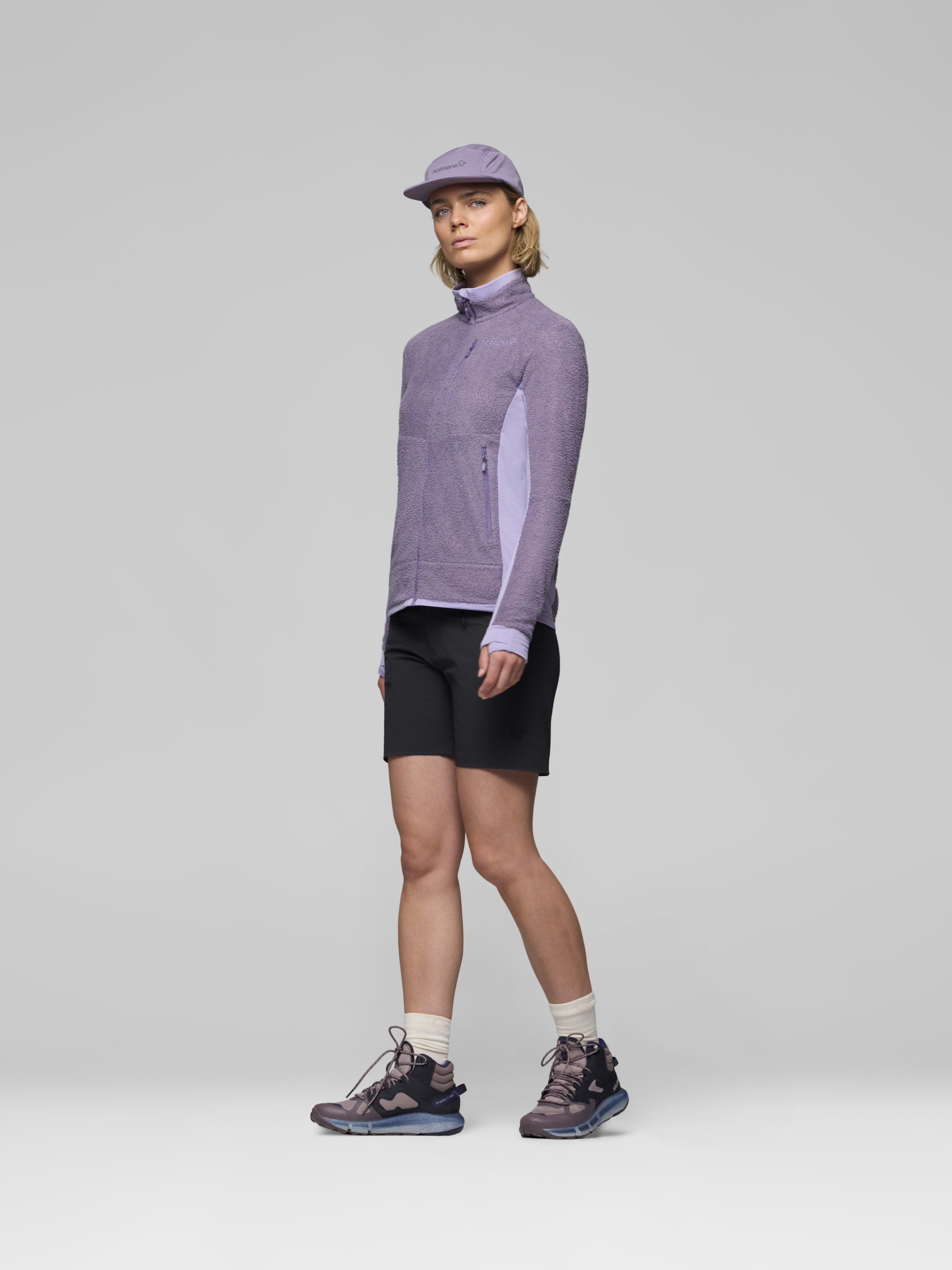 Female Look side image of falketind warm1 active Jacket Purple Sage/Heirloom Lilac