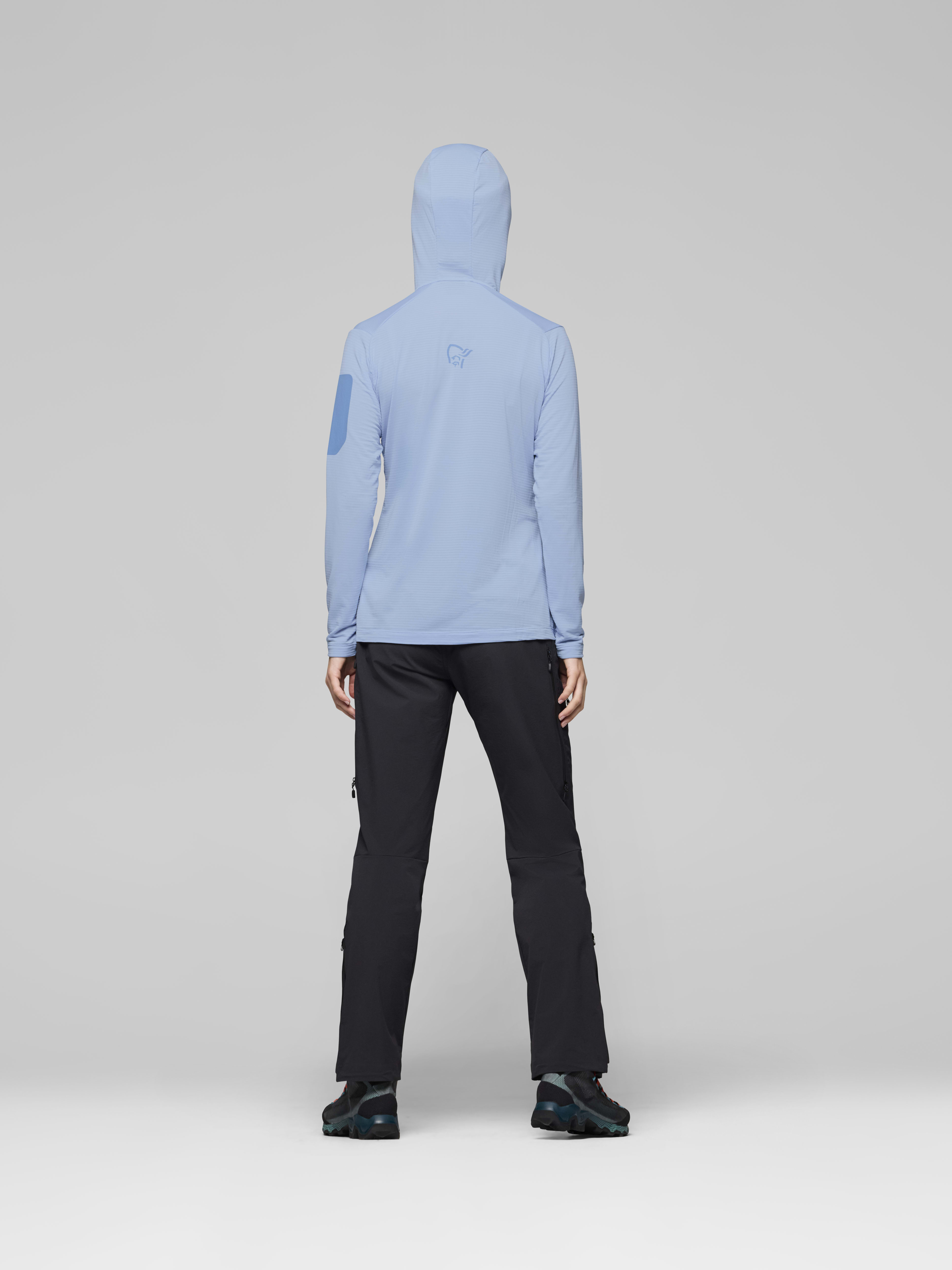 Female Look back image of falketind warm1 Hood Cashmere Blue/Allure