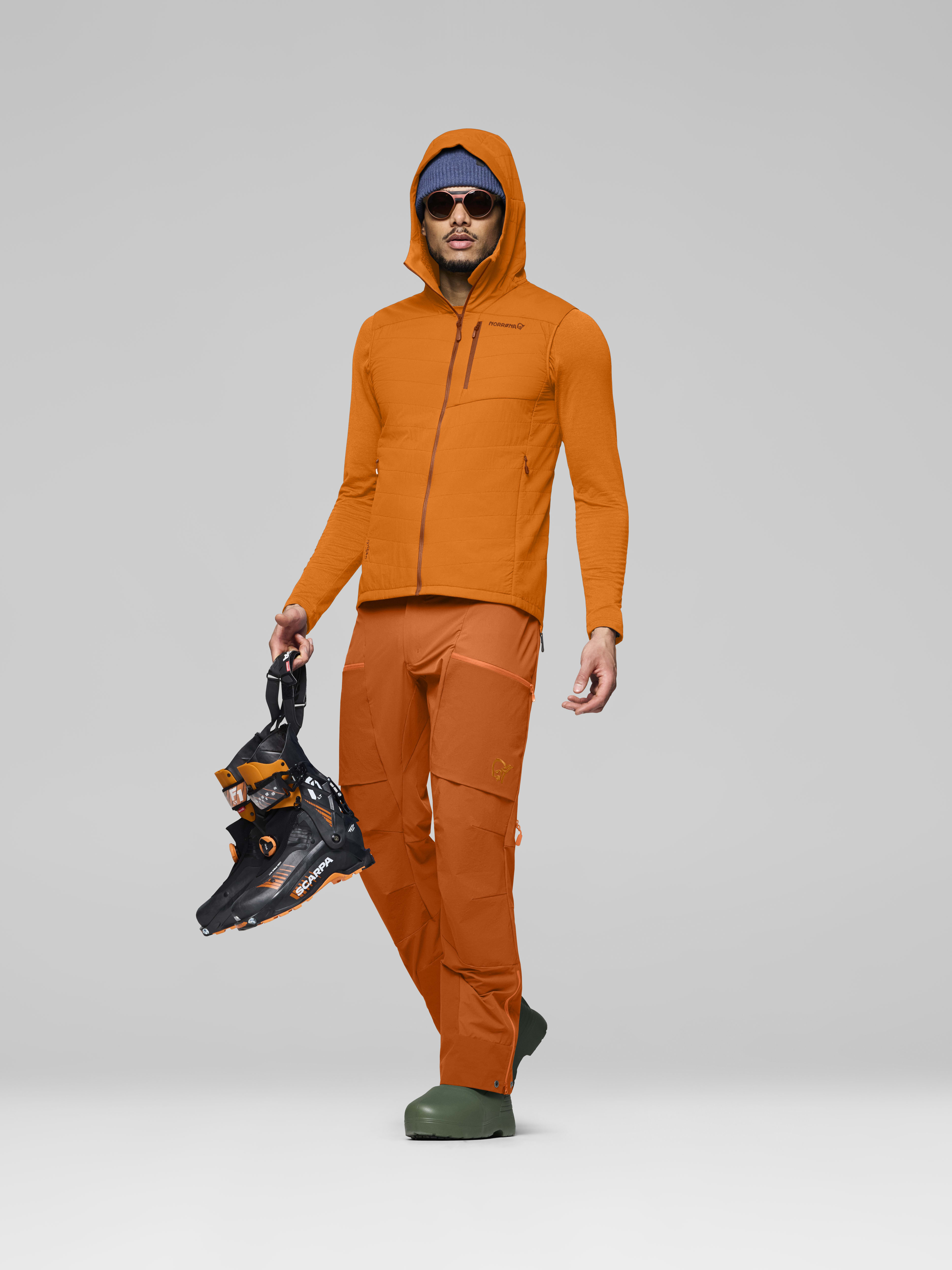 Male Look opening image of lyngen flex1 light Pants Gold Flame