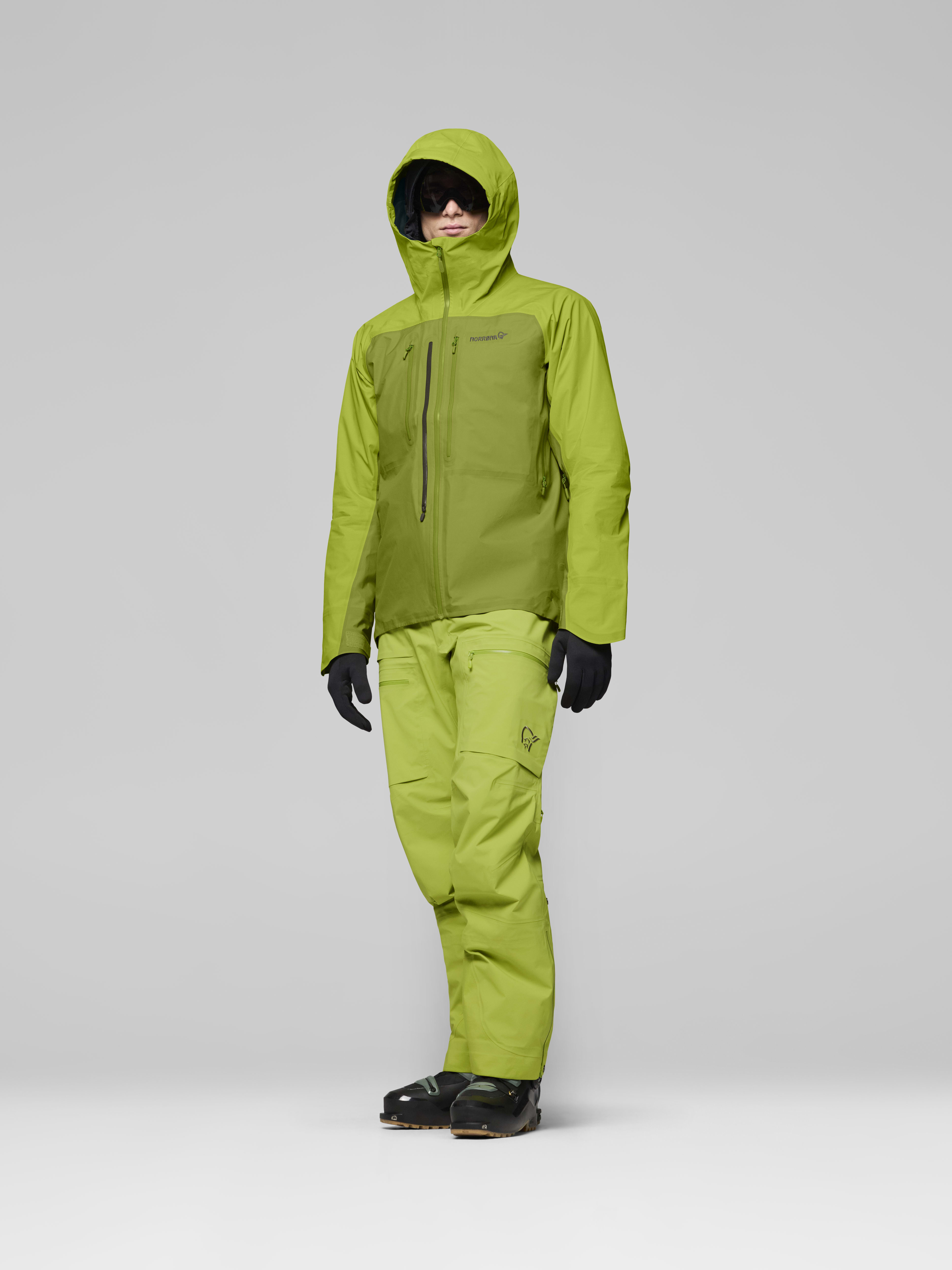 Male Look side image of lyngen Gore-Tex Jacket Dark Citron/Tender Shoots