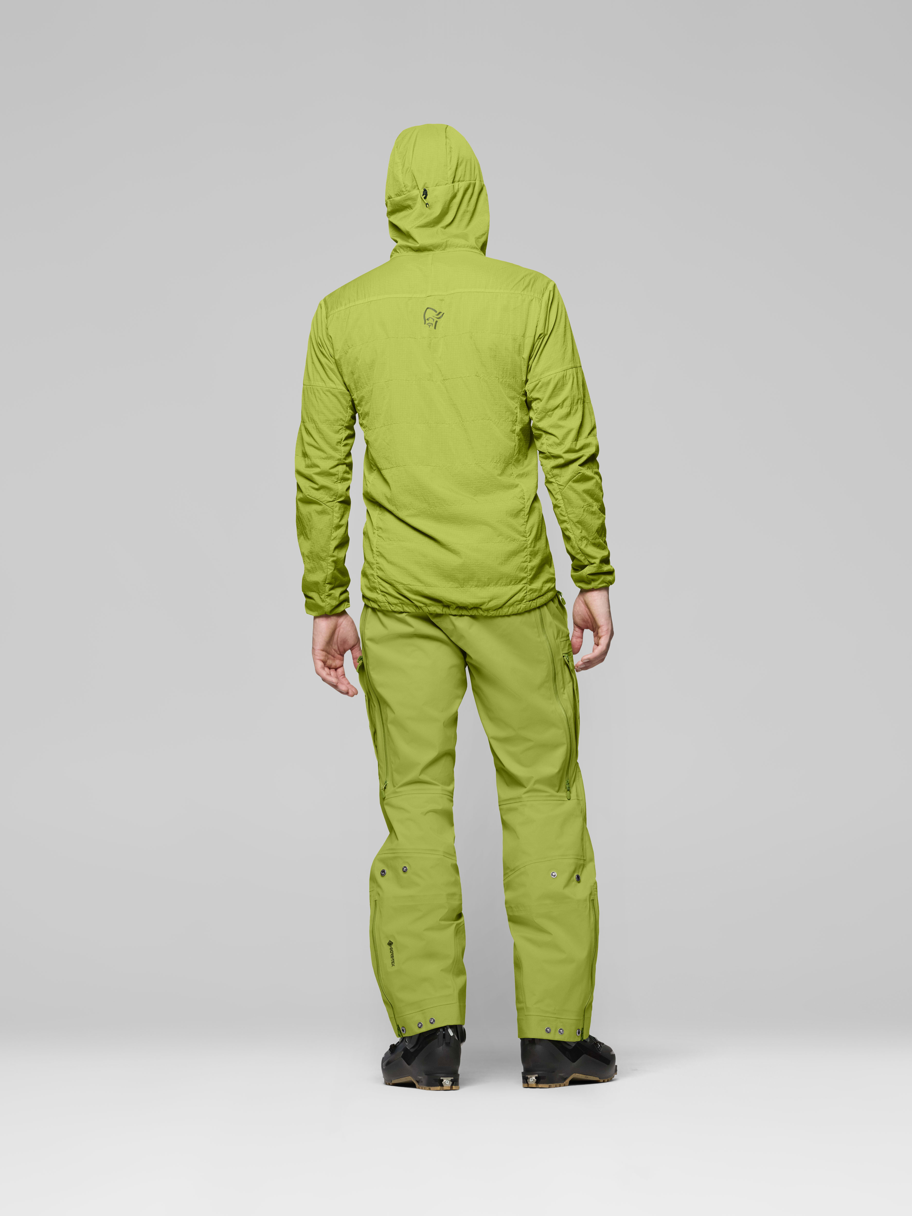 Male Look back image of lyngen thermo100active Zip Hood Dark Citron