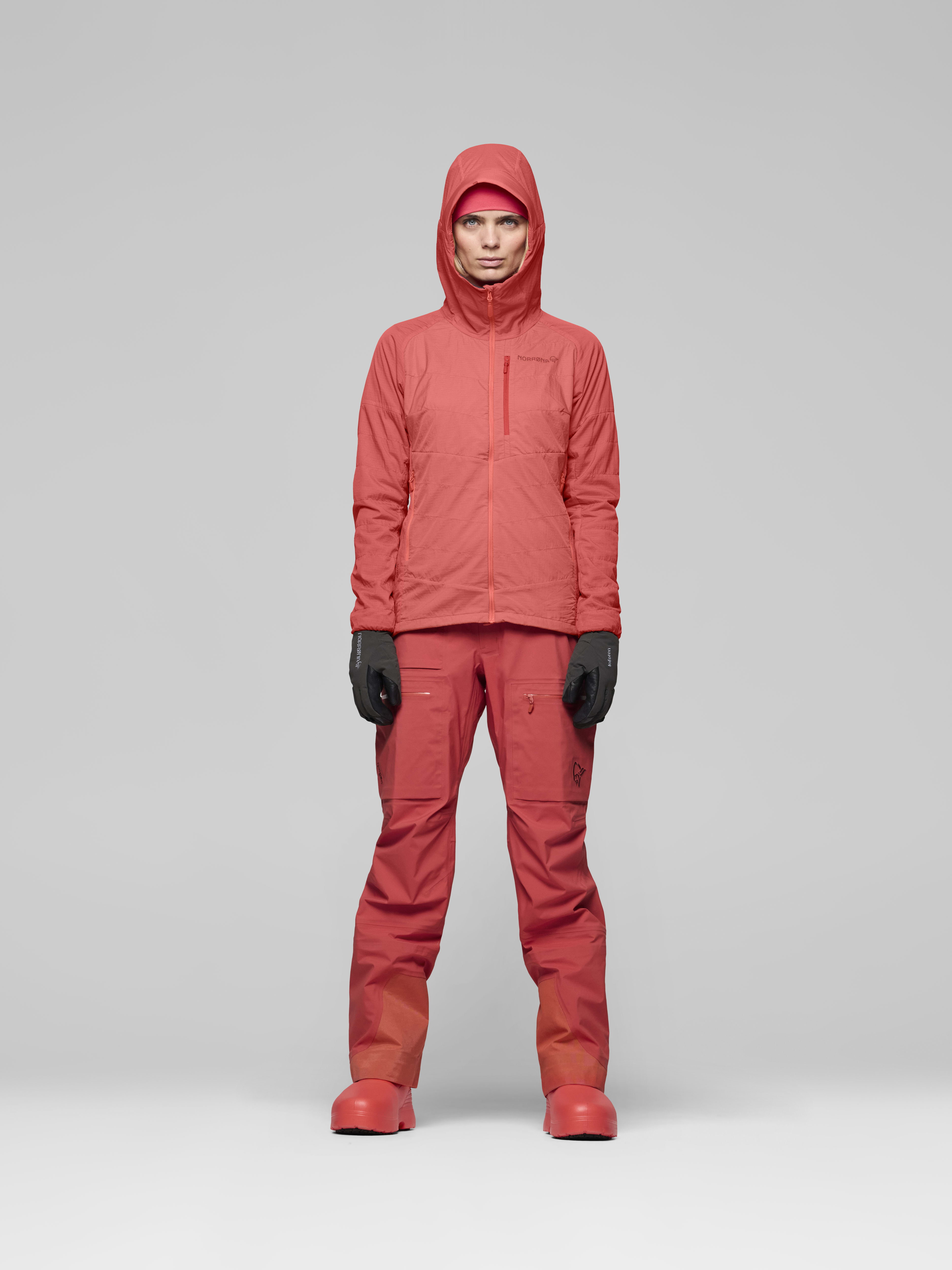 Female Look front image of lyngen thermo100active Zip Hood Deep Sea Coral