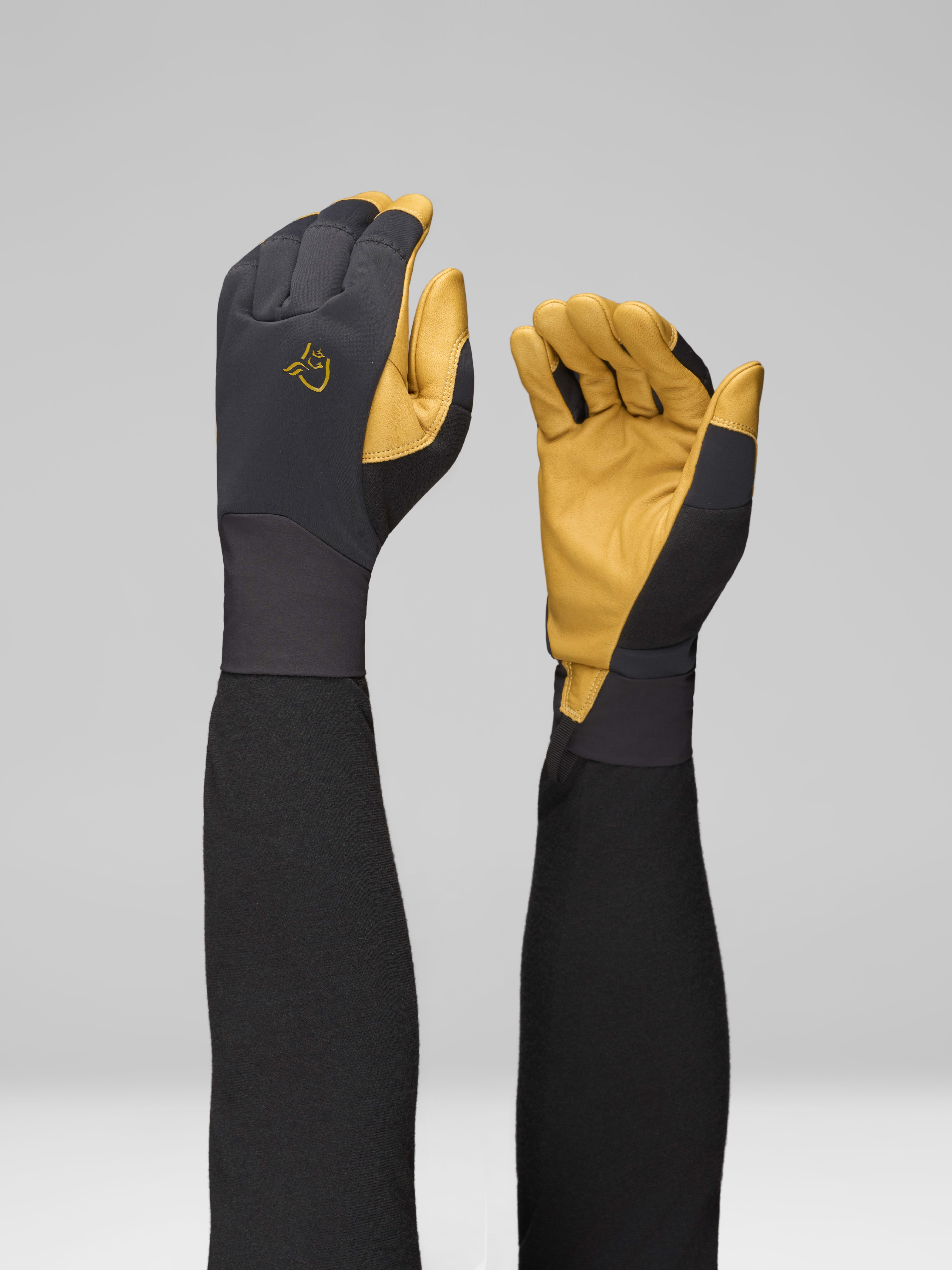 Female Look front image of lyngen Windstopper leather Gloves Caviar Black