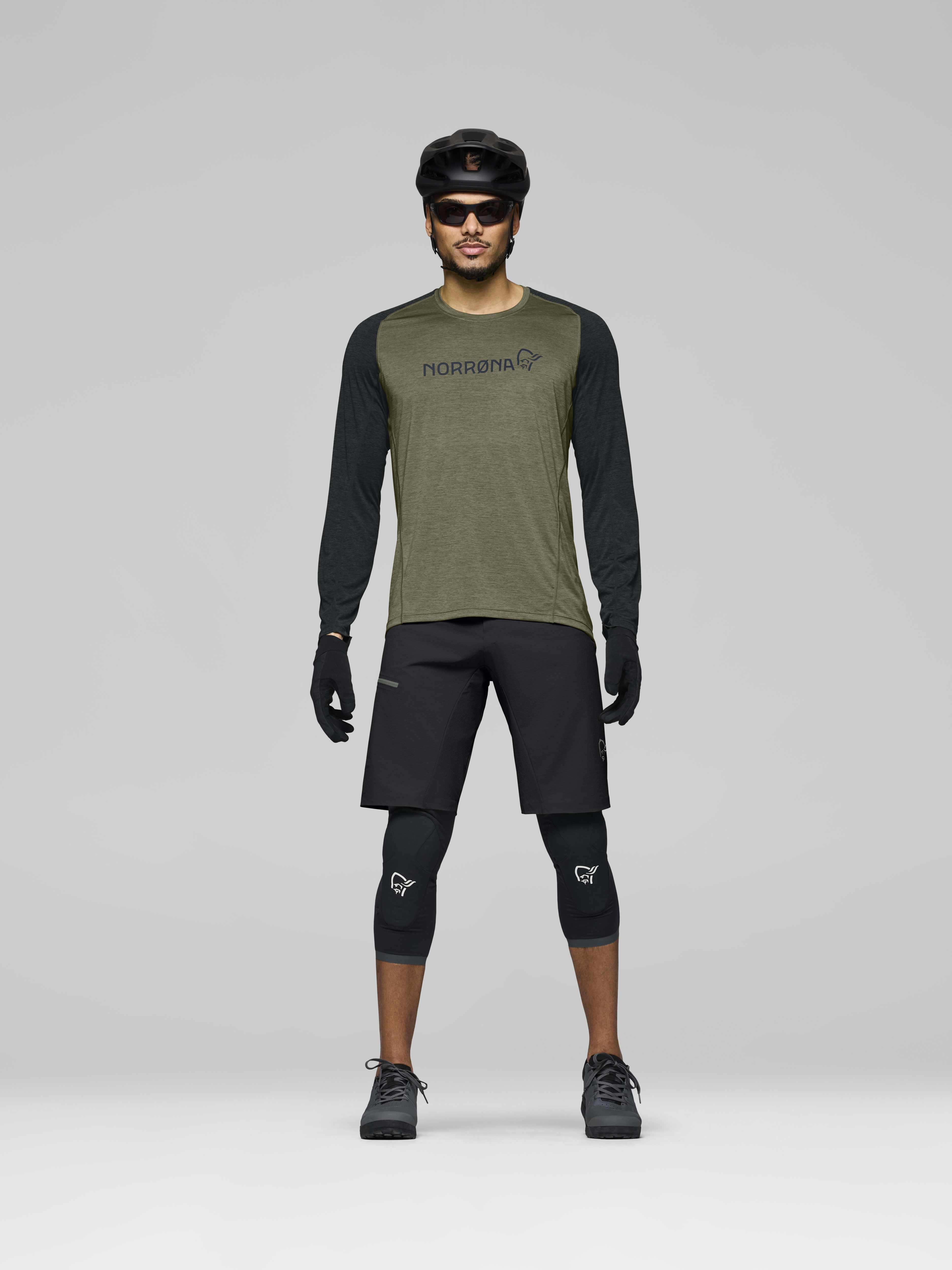 Male Look front image of fjora equaliser lightweight Long Sleeve Olive Night