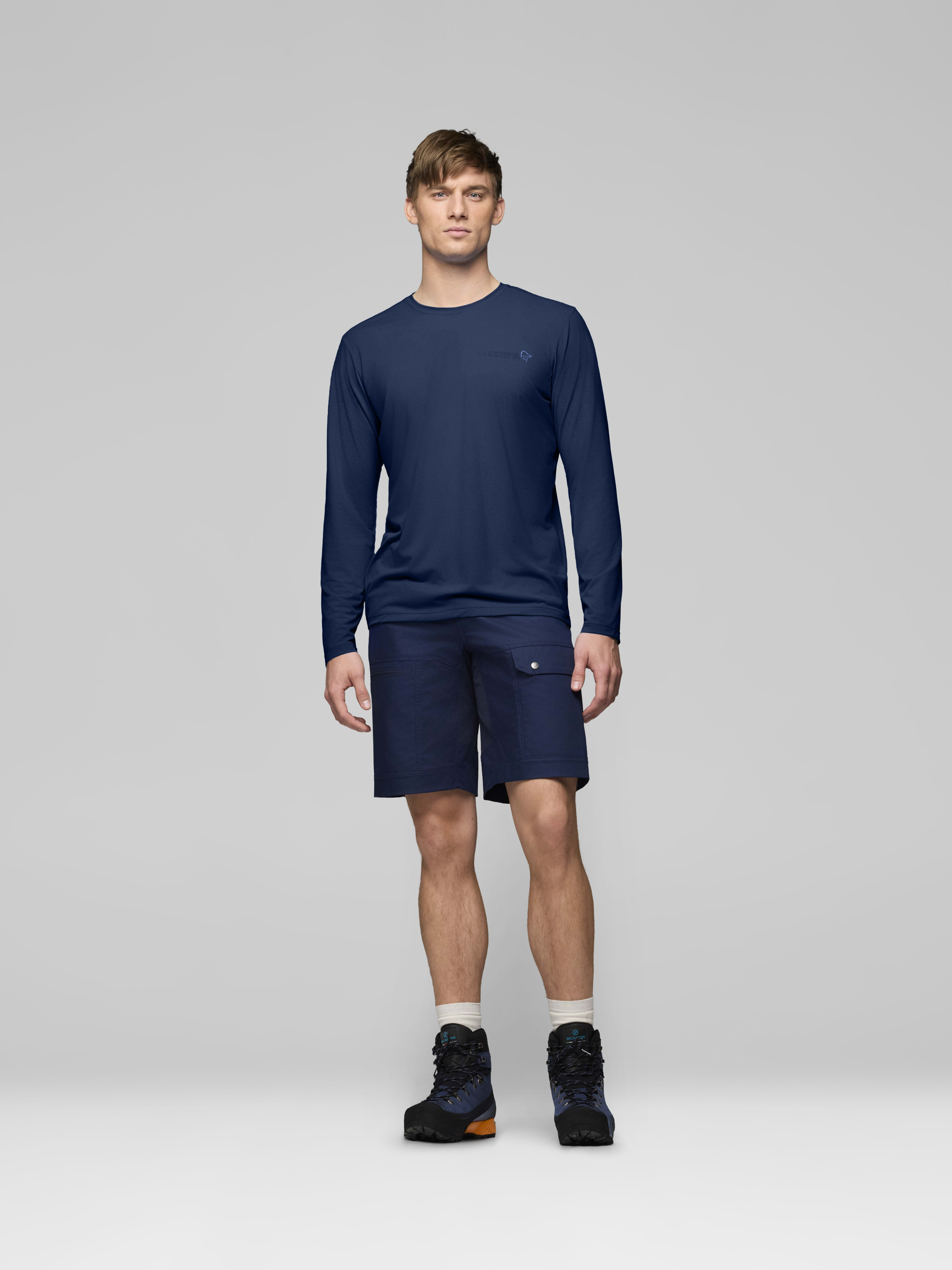 Male Look front image of femund tech Long Sleeve Indigo Night
