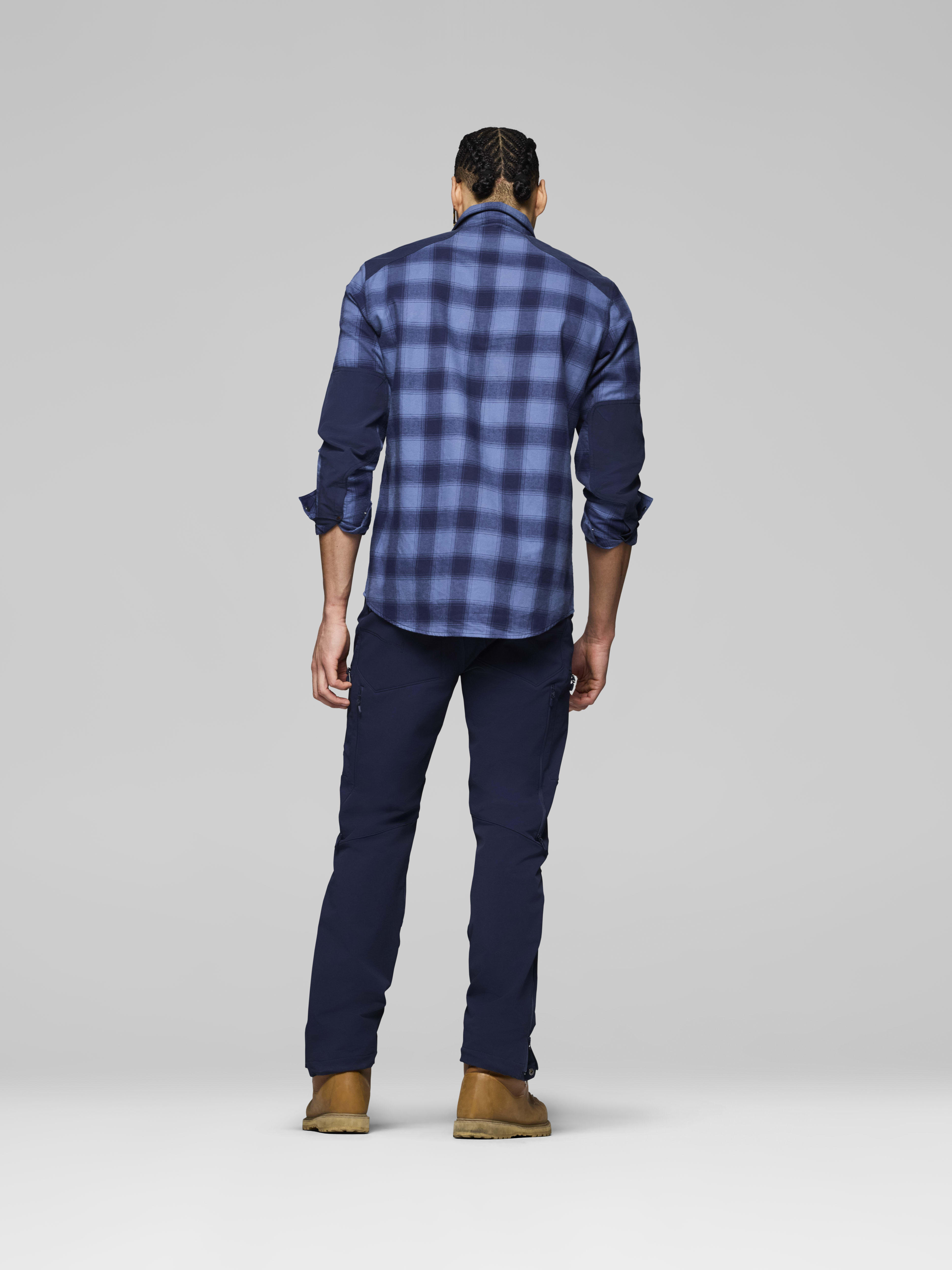 Male Look back image of femund flannel Shirt Navy Blazer