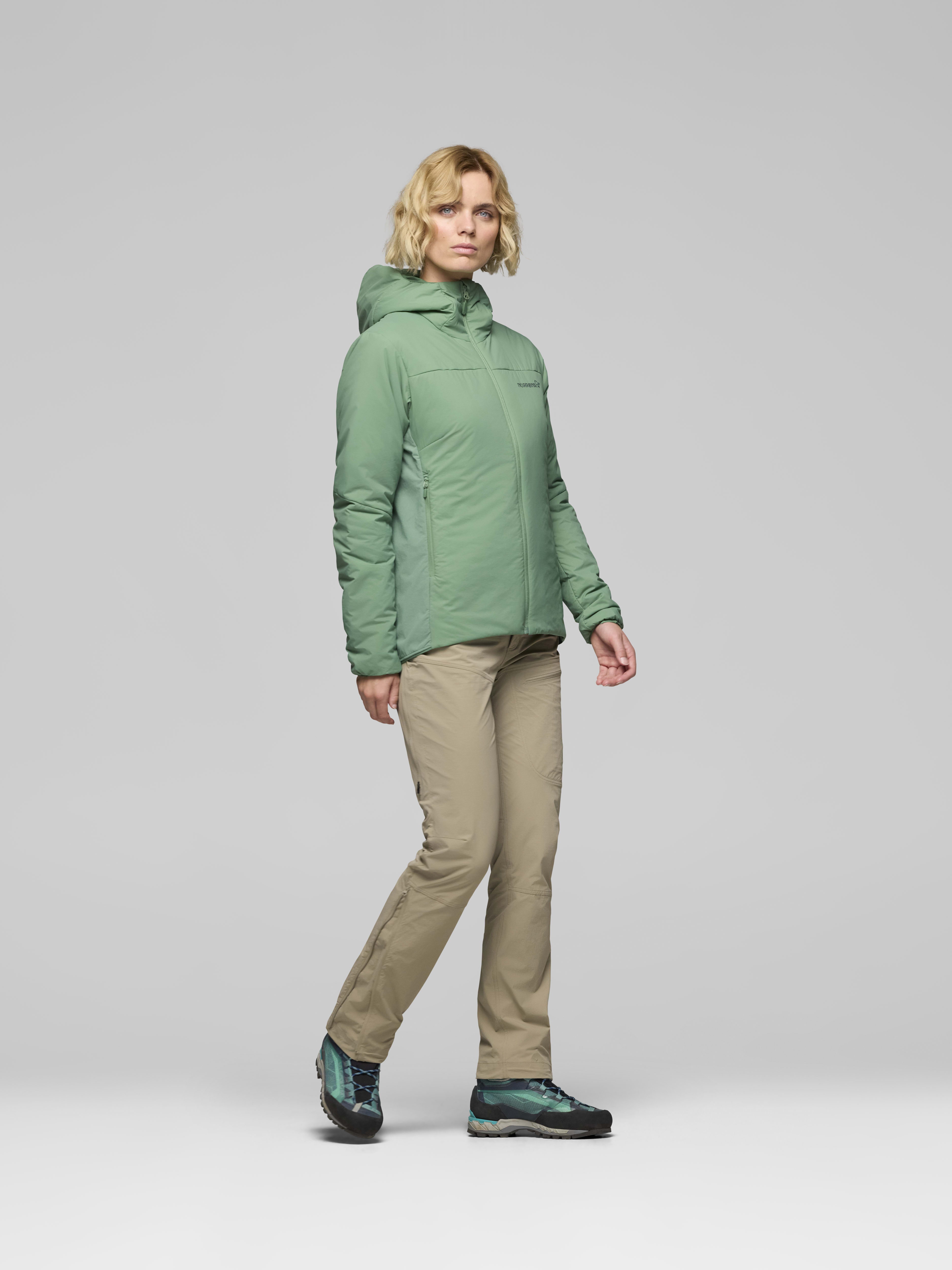 Female Look side image of femund thermo60 Zip Hood Dark Ivy
