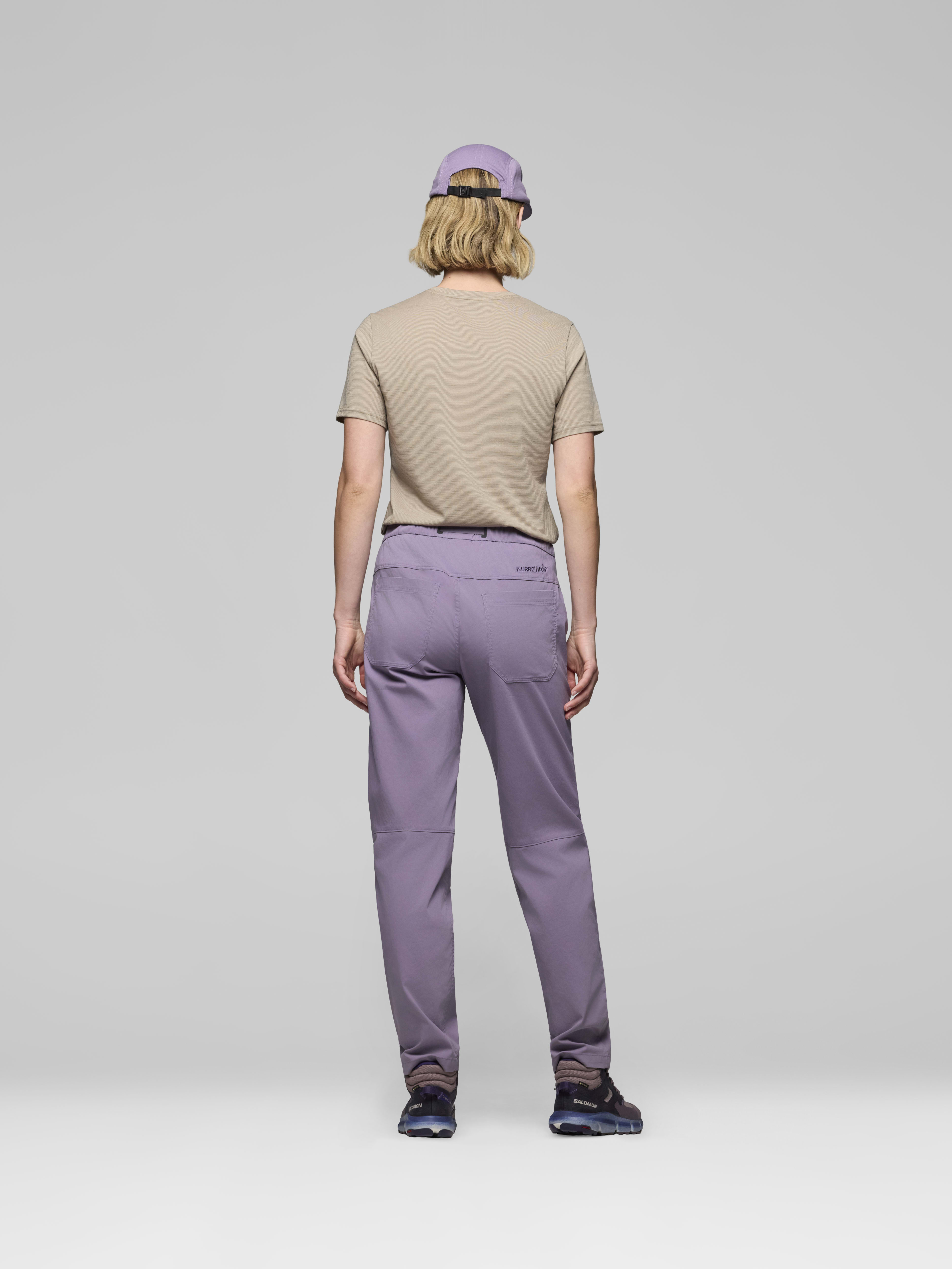 Female Look back image of femund mid cotton Pants Purple Sage