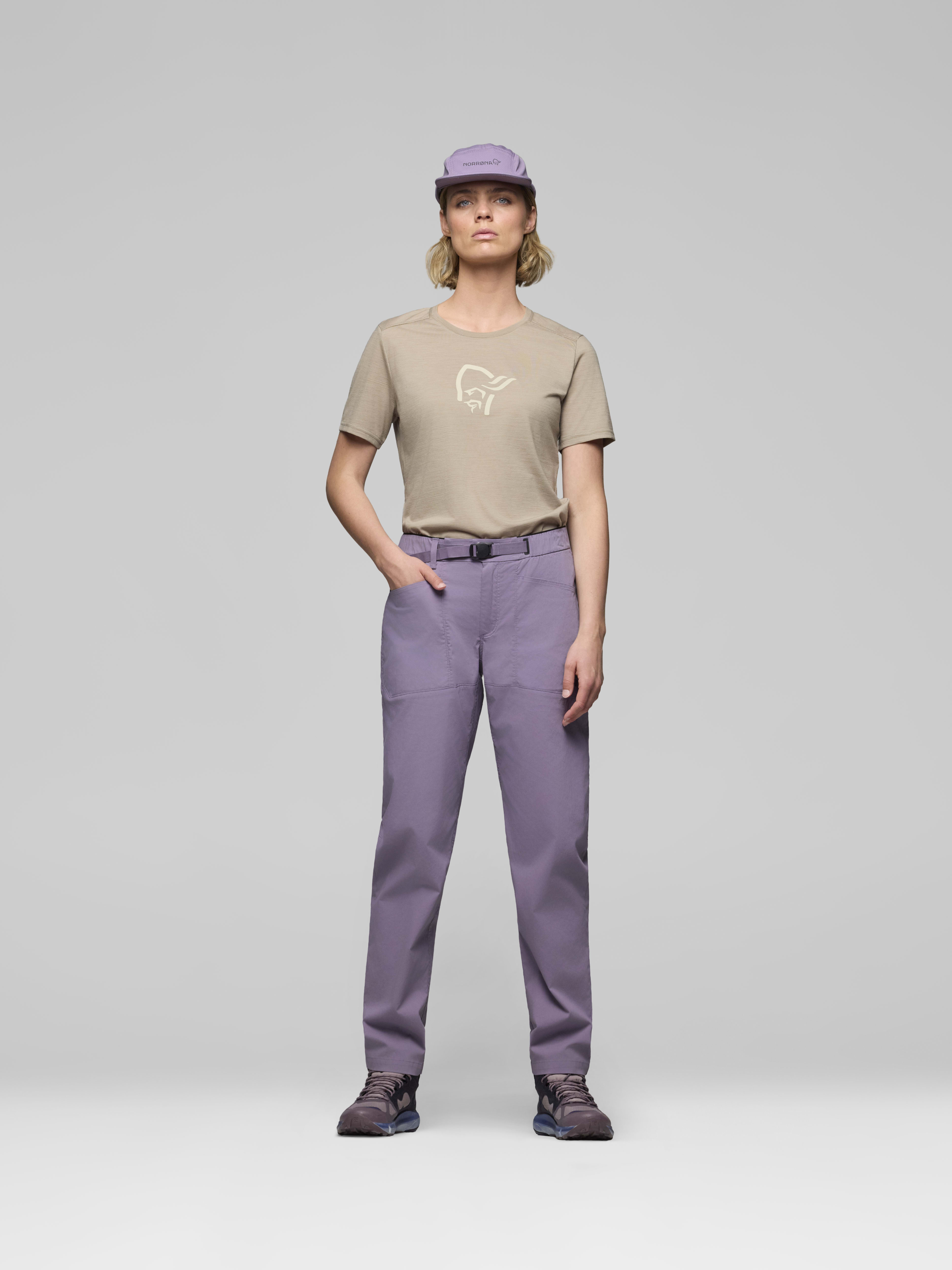 Female Look front image of femund mid cotton Pants Purple Sage