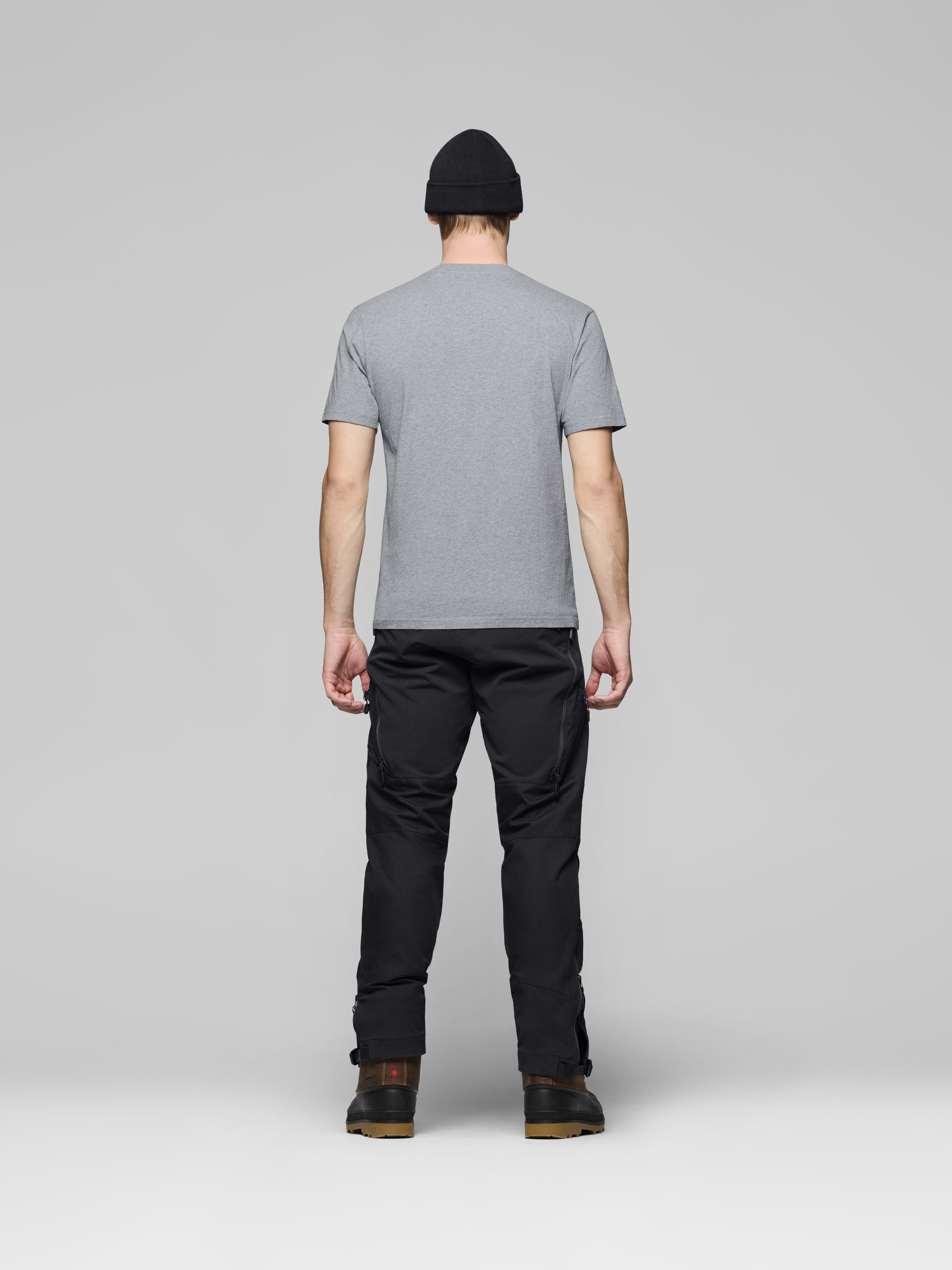 Male Look back image of 29 cotton activity embroidery T-shirt Grey Melange