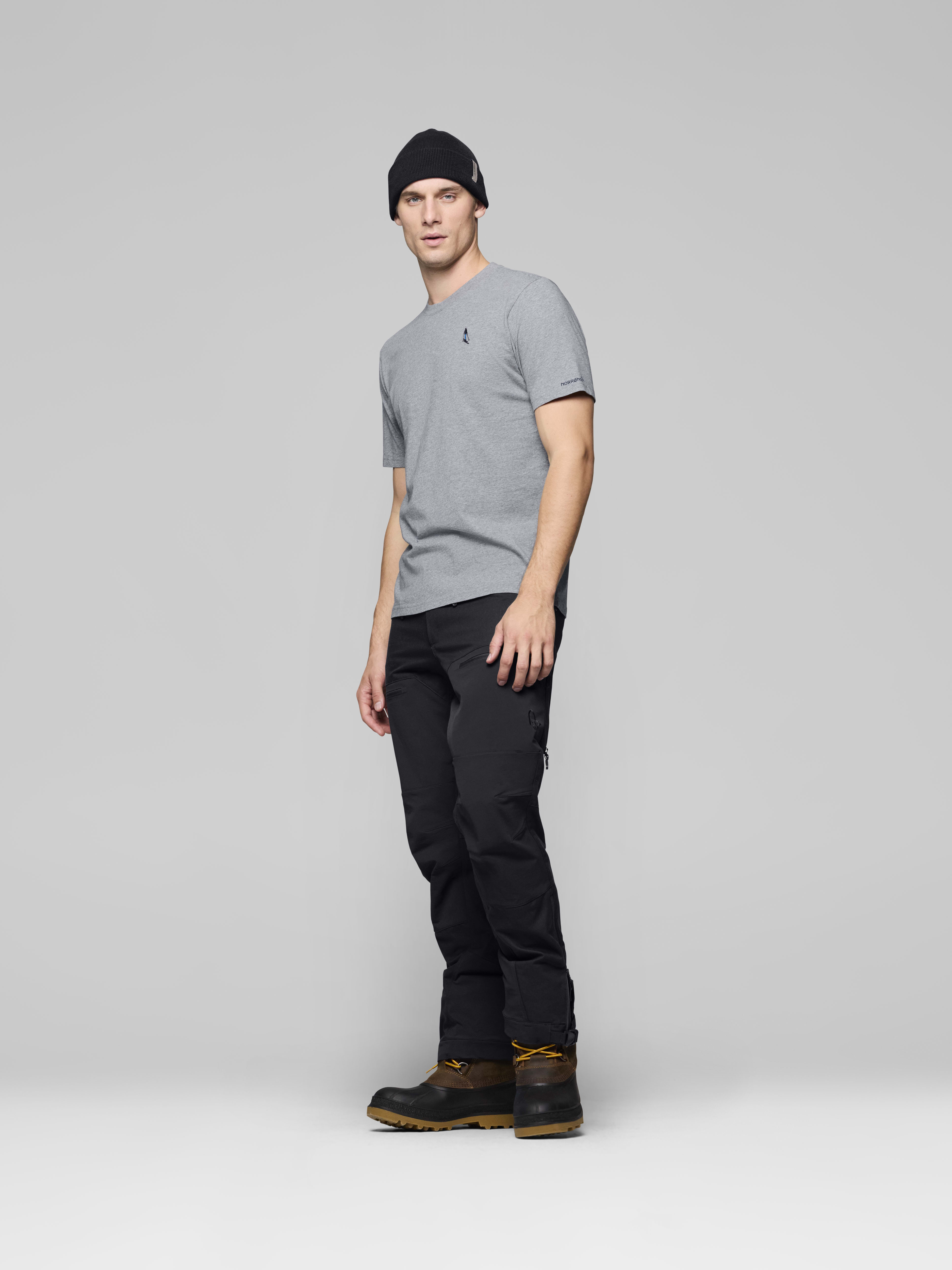 Male Look side image of 29 cotton activity embroidery T-shirt Grey Melange