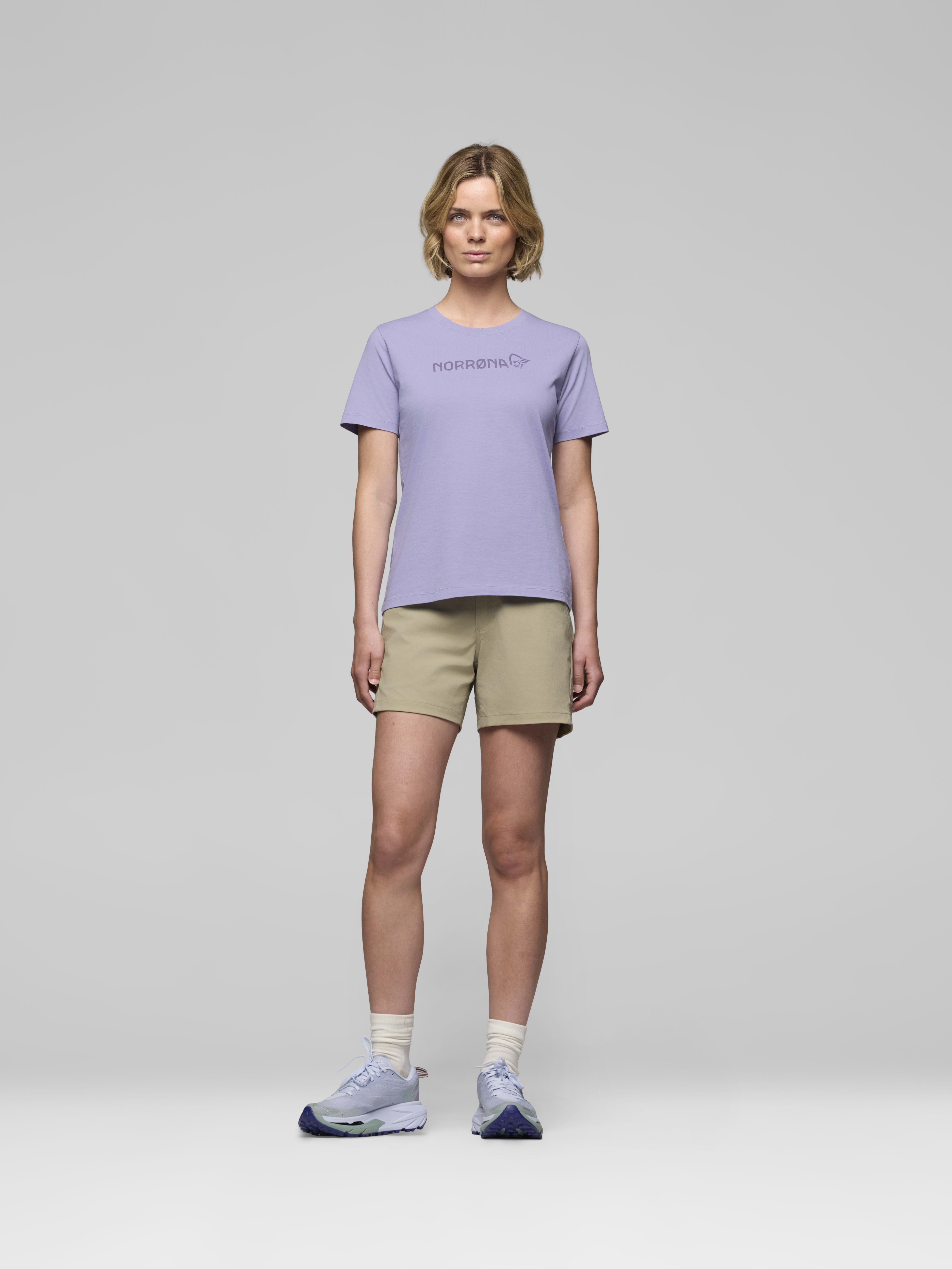 Female Look front image of 29 cotton Norrøna viking T-shirt Heirloom Lilac
