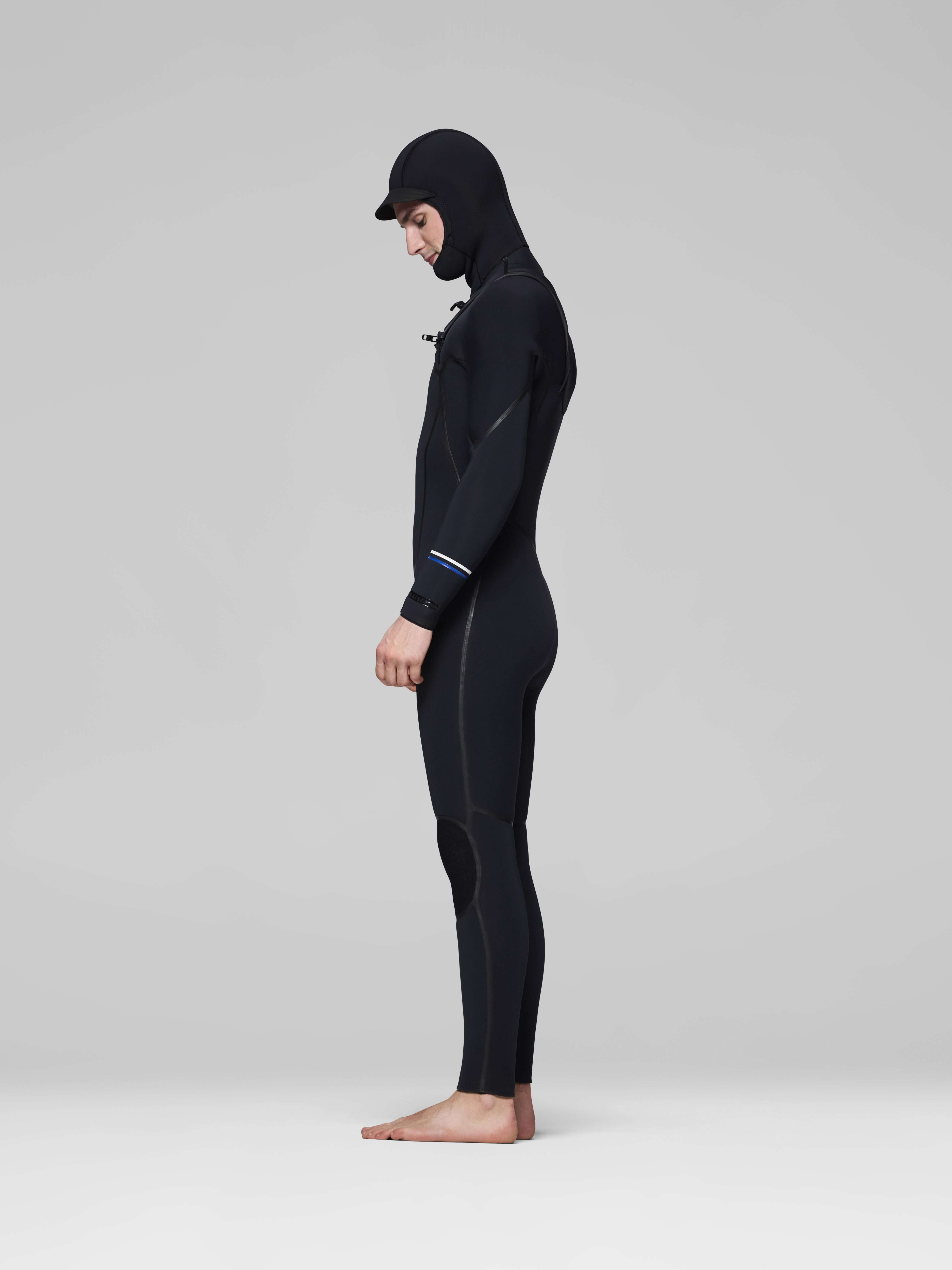 Male Look side image of unstad 5.5/5/4mm Hooded Wetsuit Caviar Black