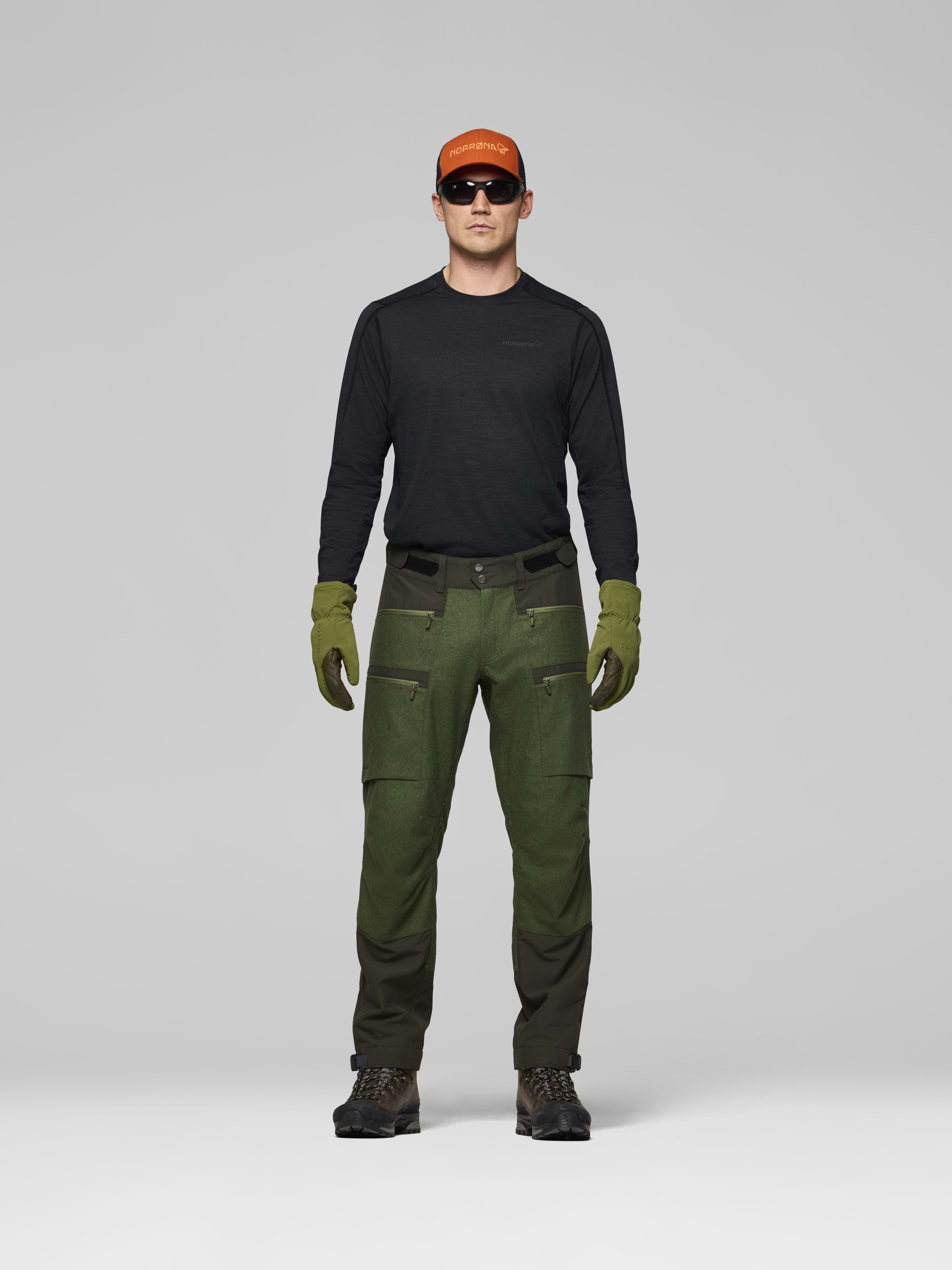 Male Look front image of kvinnherad wool Pants Olive Night