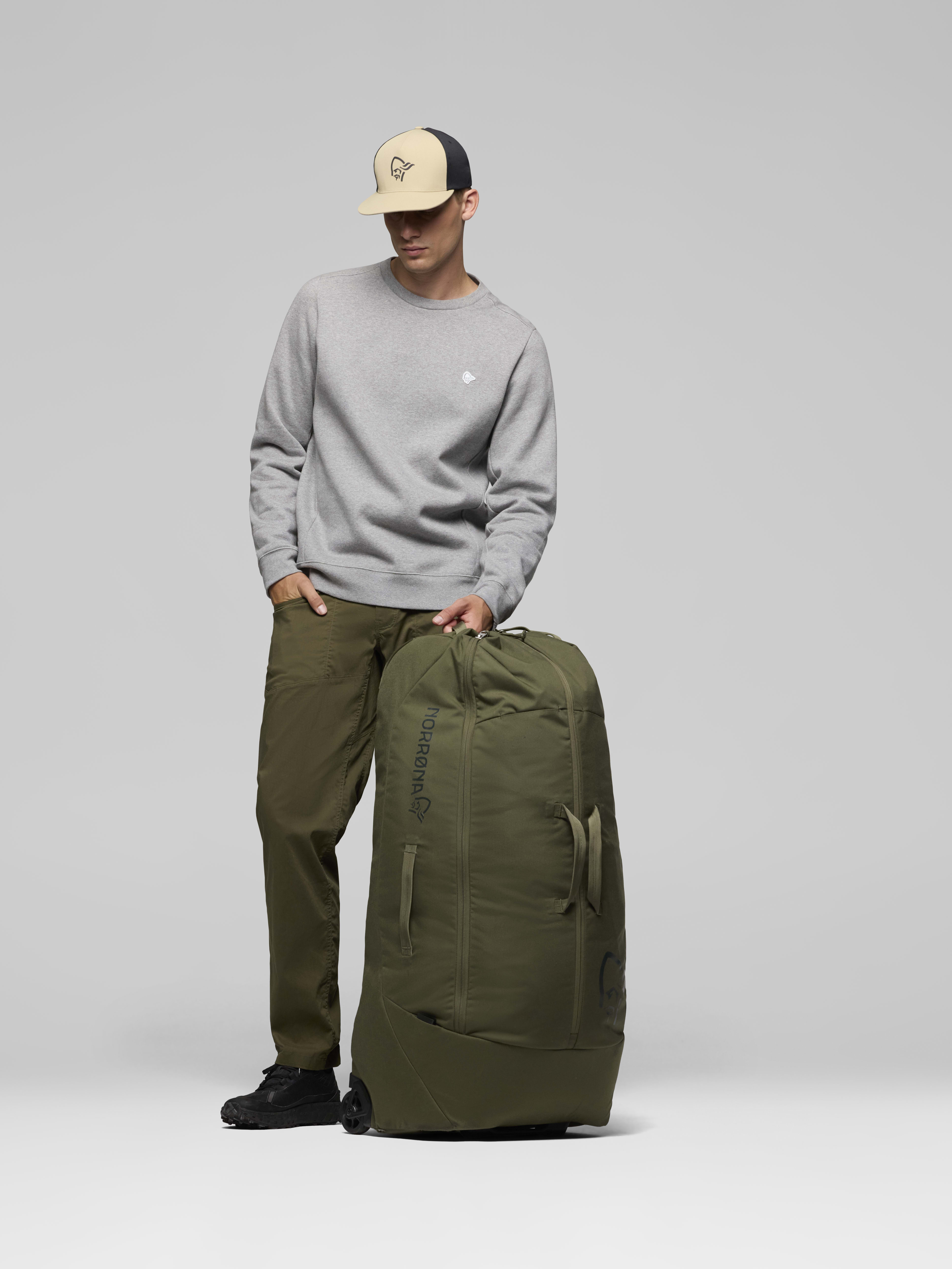 Female Look front image of norrona 120L Trolley Bag Olive Night
