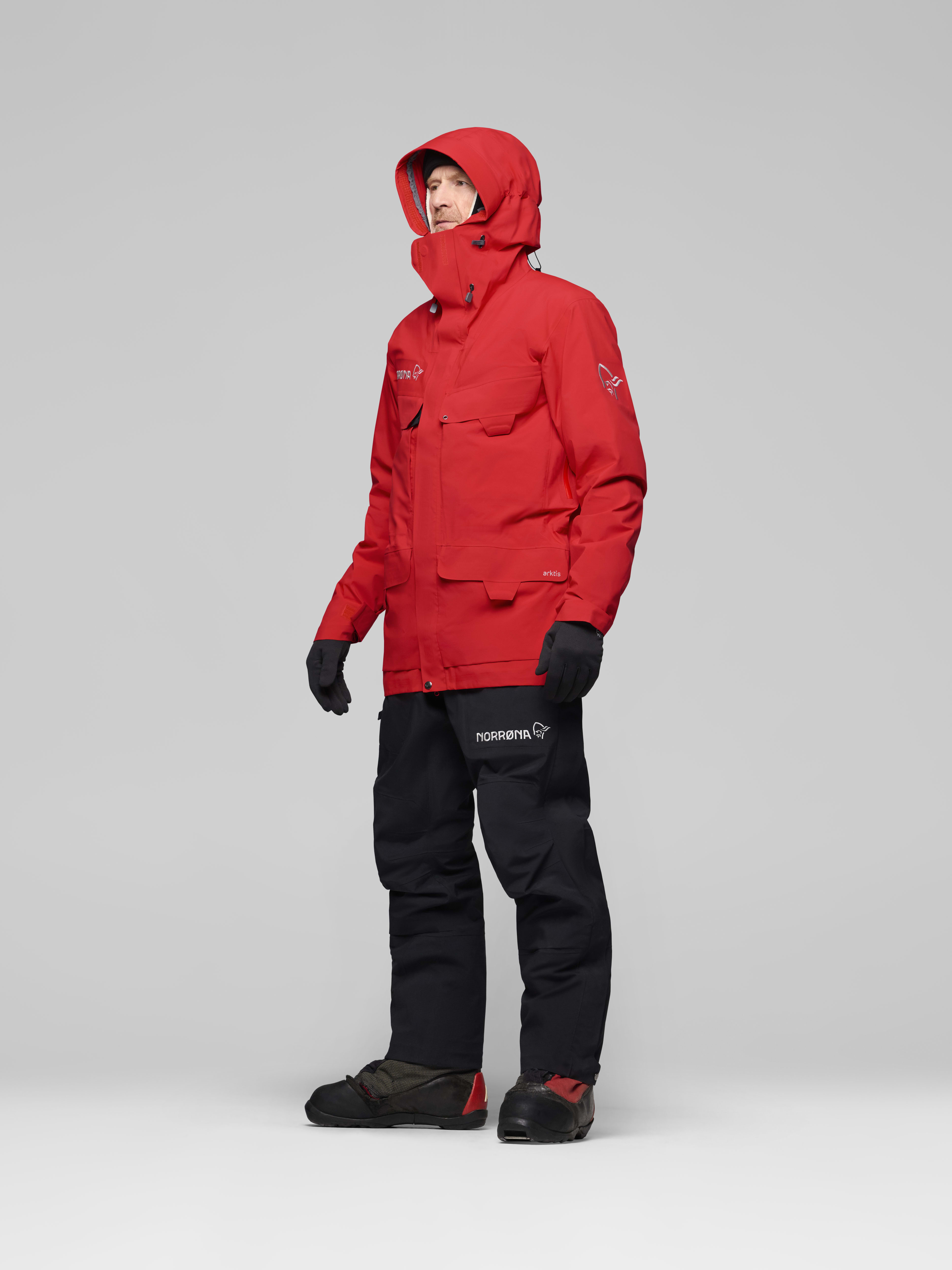 Male Look side image of arktis Gore-Tex Pro Ousland Edition Jacket Flame Scarlet