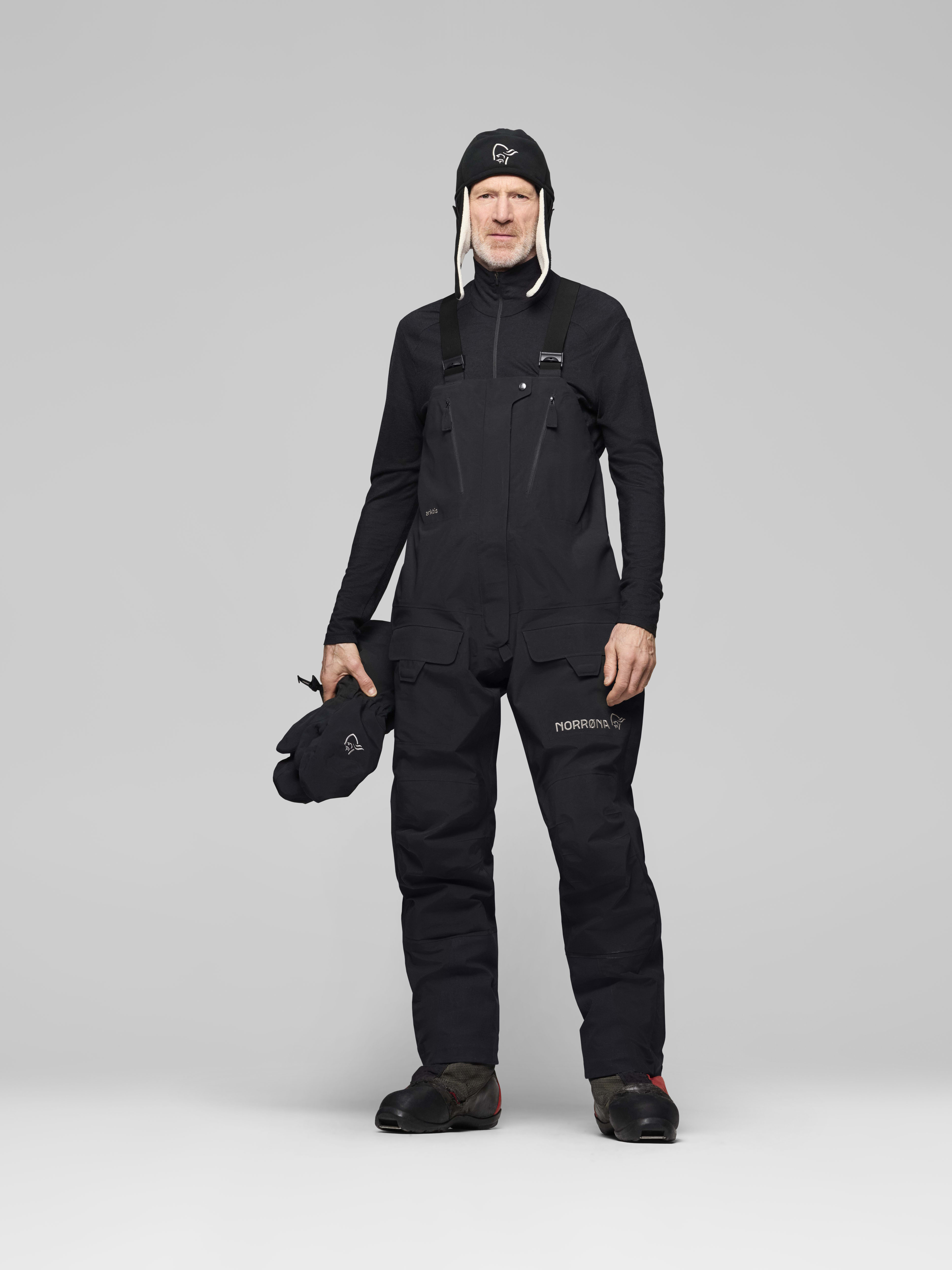 Male Look opening image of arktis Gore-Tex Pro Ousland Edition Bibs Caviar Black