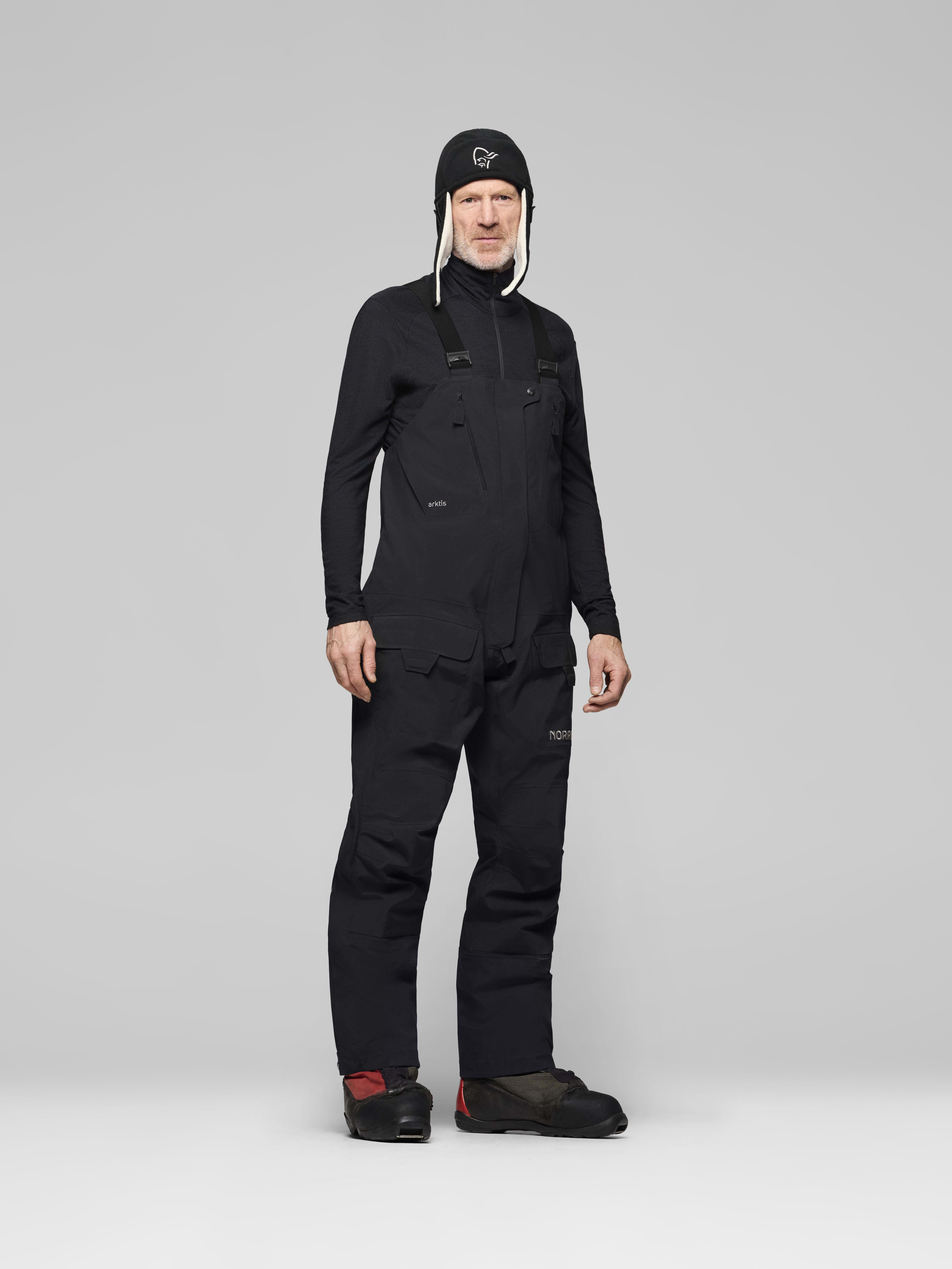 Male Look side image of arktis Gore-Tex Pro Ousland Edition Bibs Caviar Black
