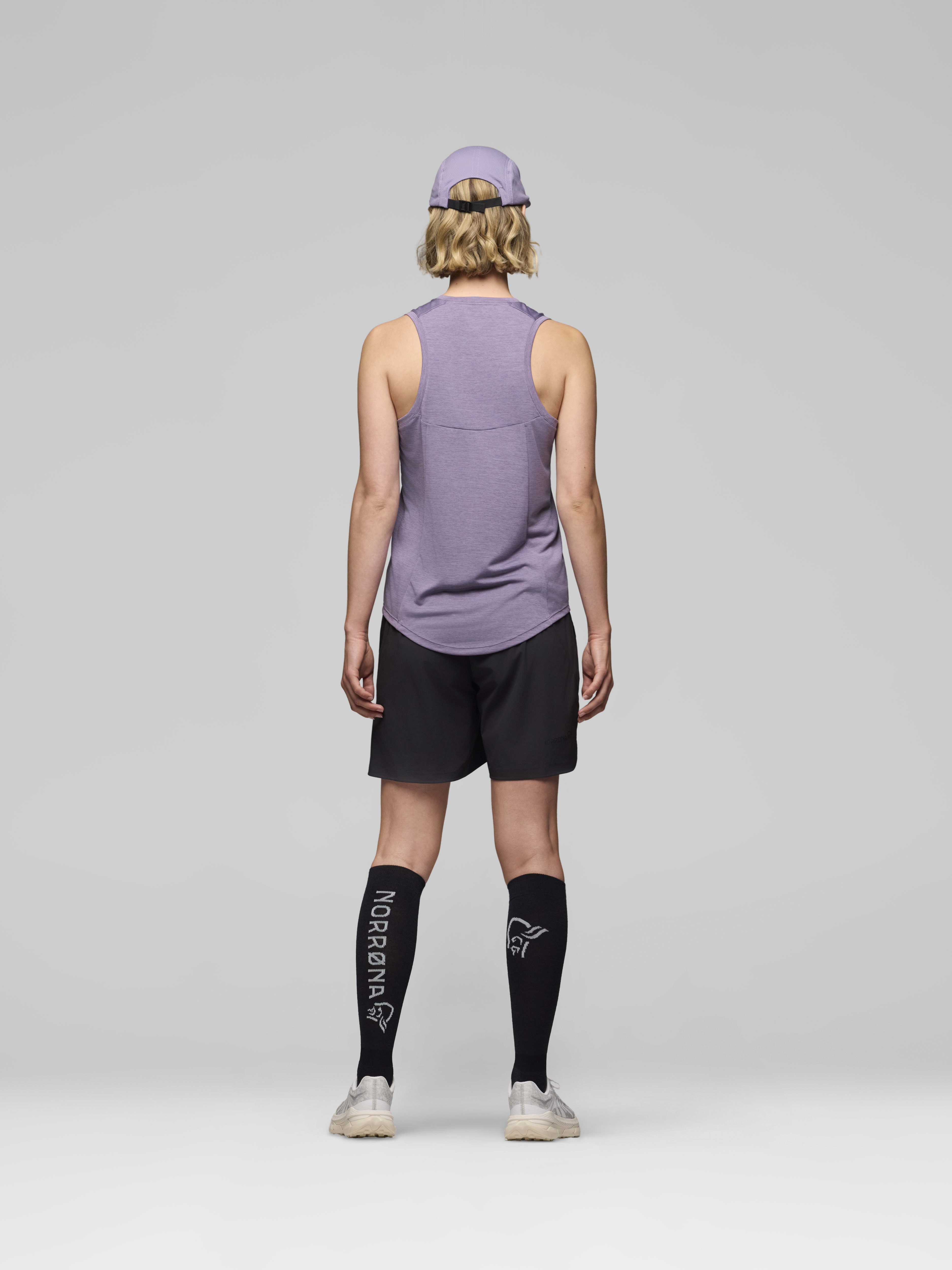 Female Look back image of senja equaliser Tank Top Purple Sage