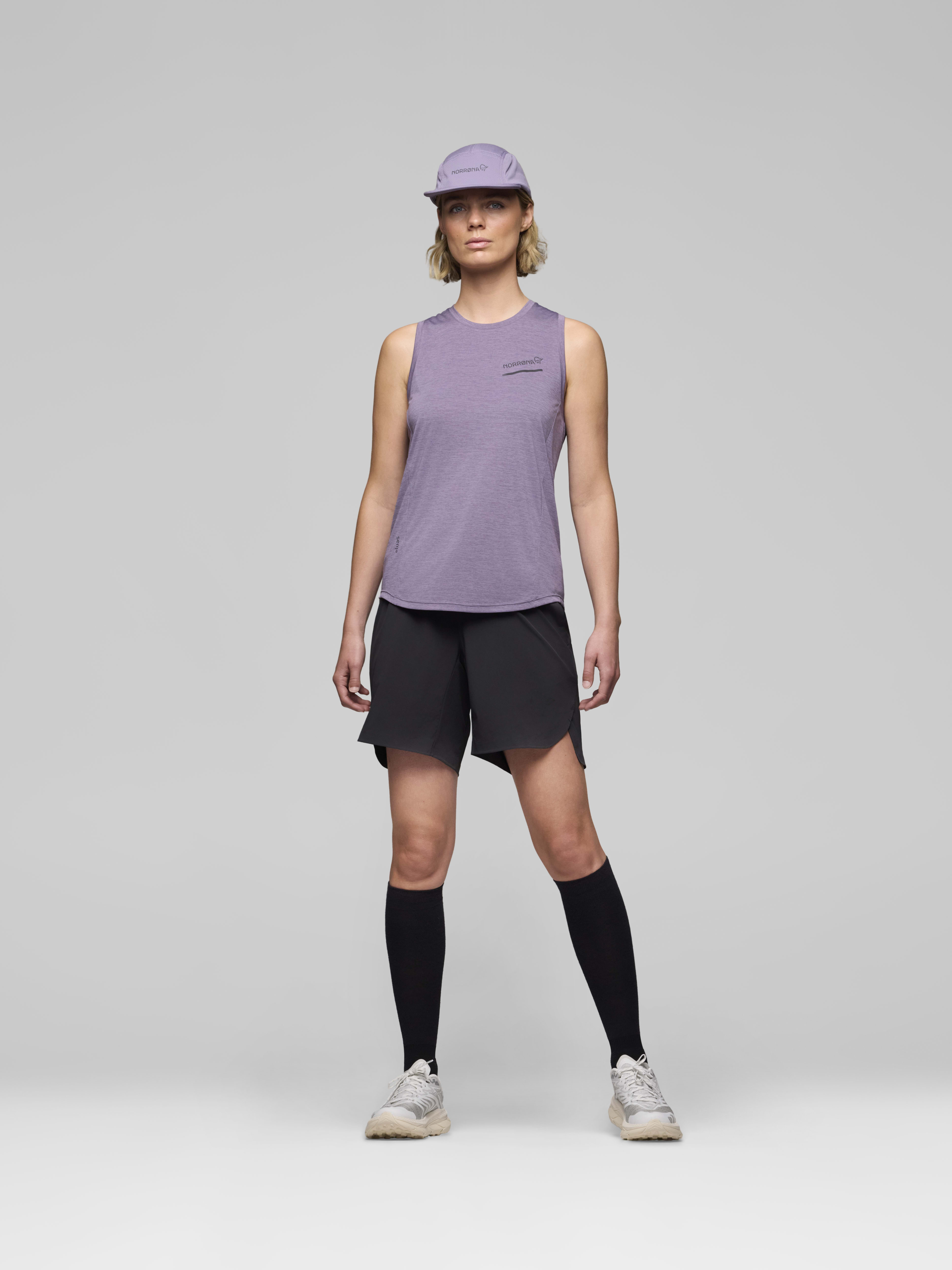 Female Look front image of senja equaliser Tank Top Purple Sage