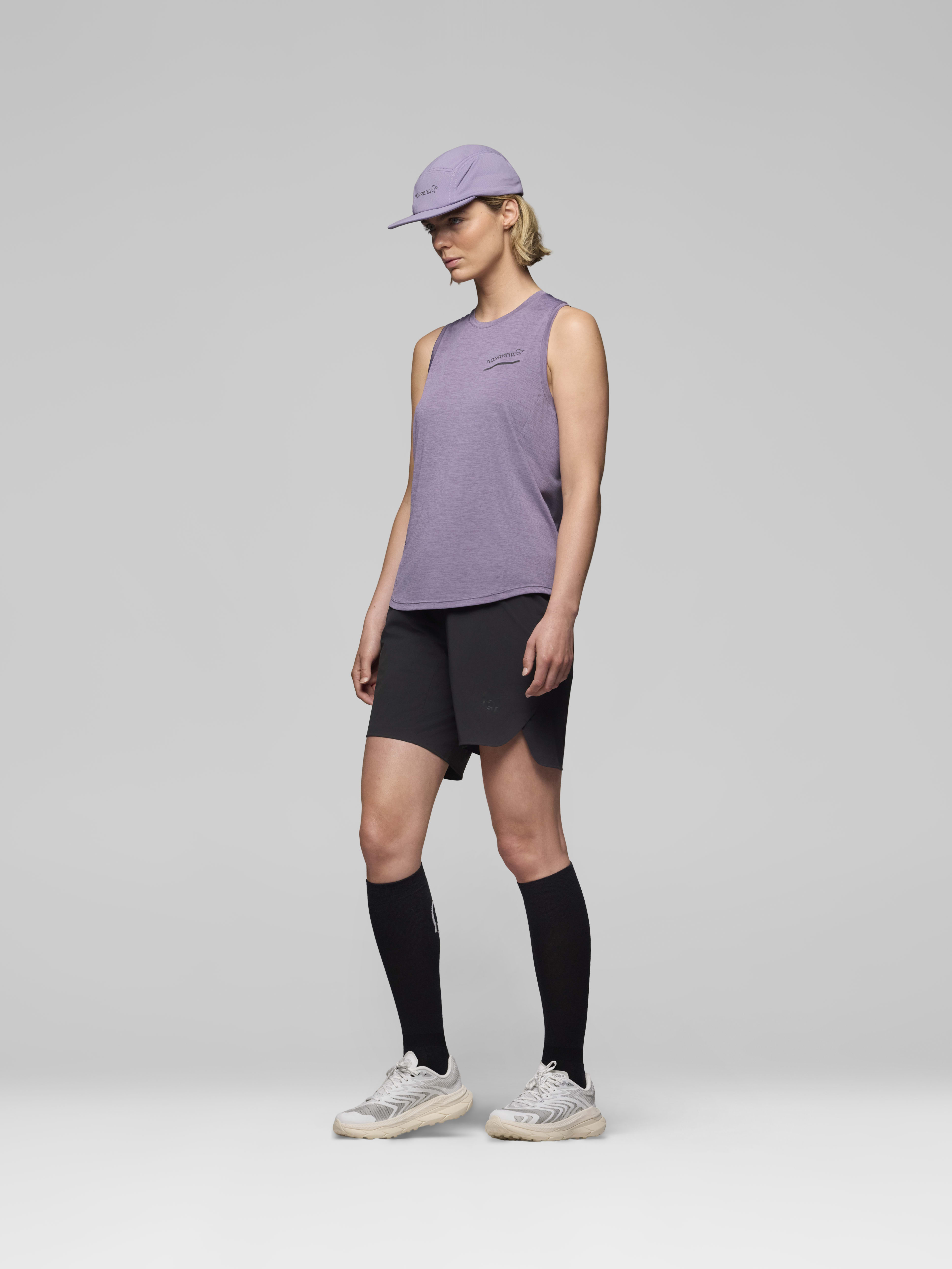 Female Look side image of senja equaliser Tank Top Purple Sage