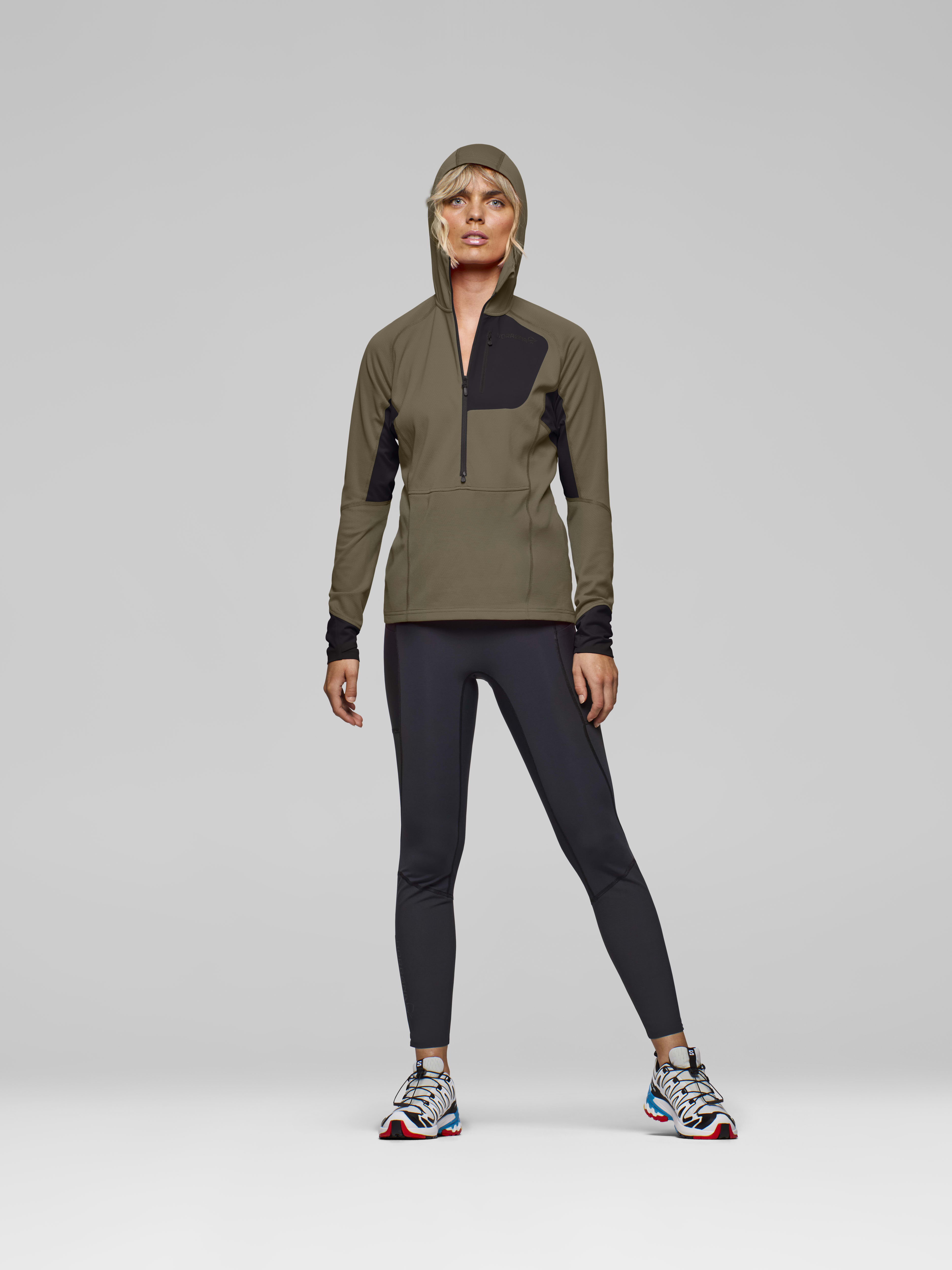 Female Look front image of senja warm1 Hood Olive Night