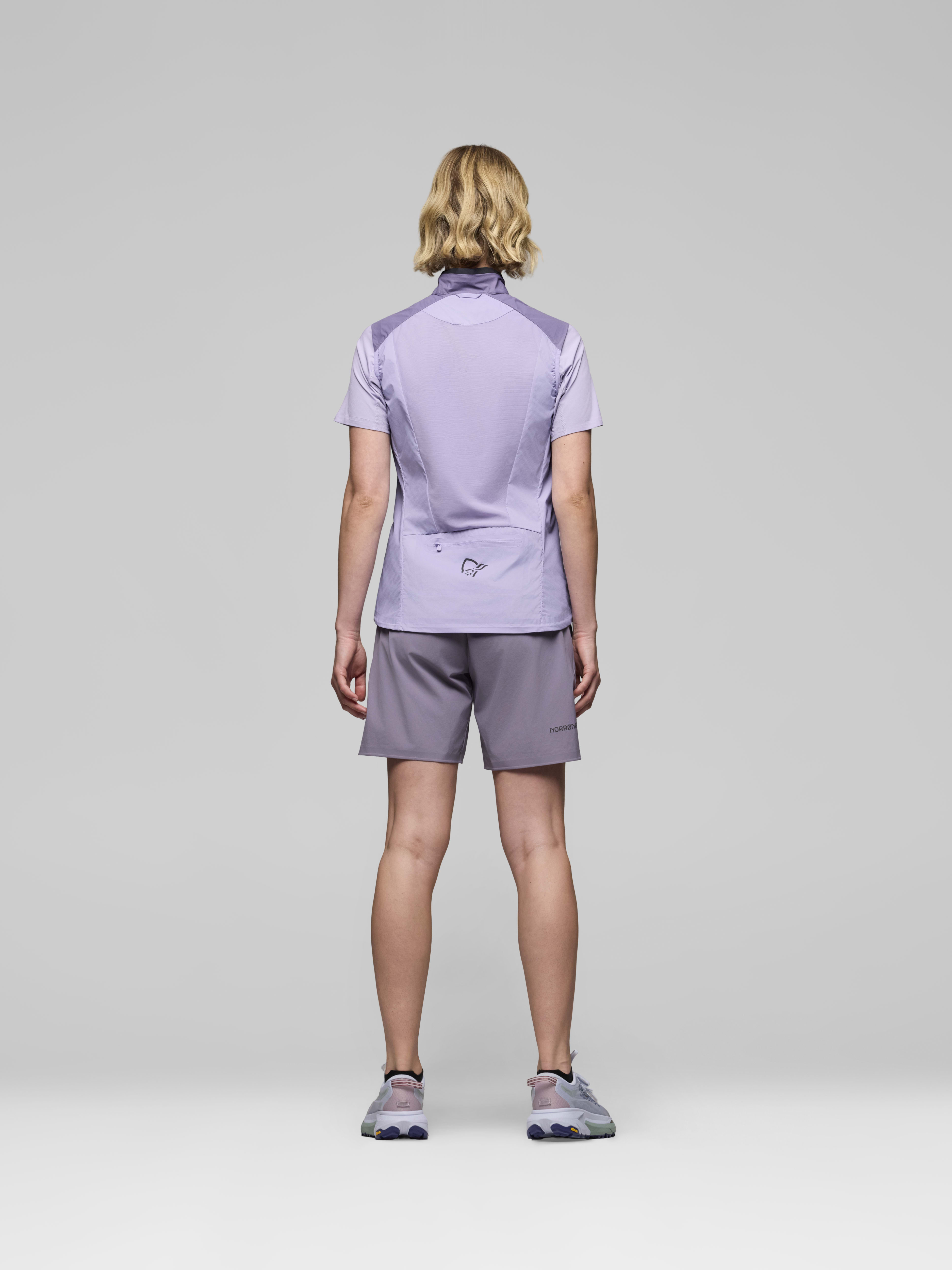 Female Look back image of senja aero90 Vest Purple Sage/Heirloom Lilac