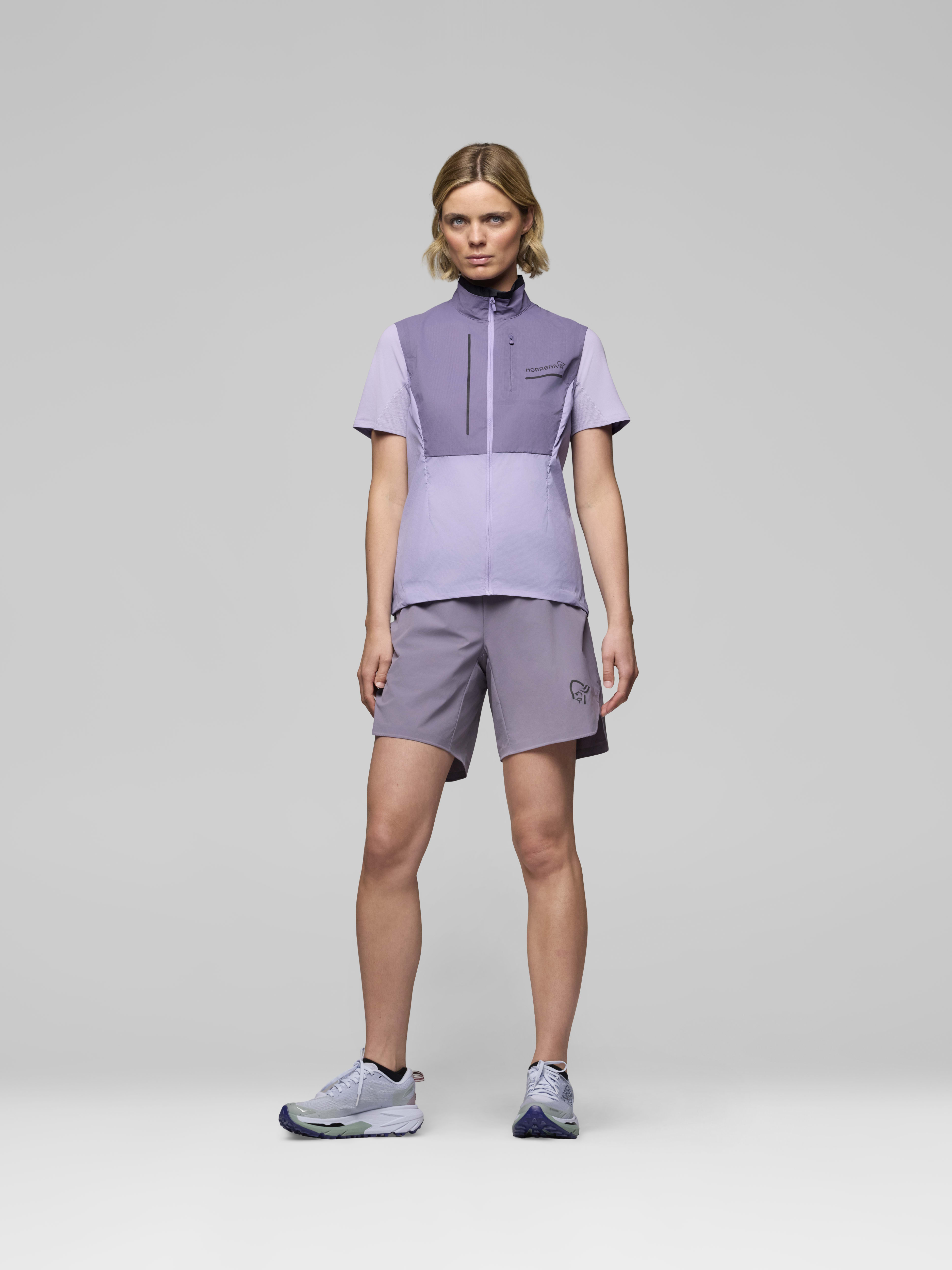 Female Look front image of senja aero90 Vest Purple Sage/Heirloom Lilac
