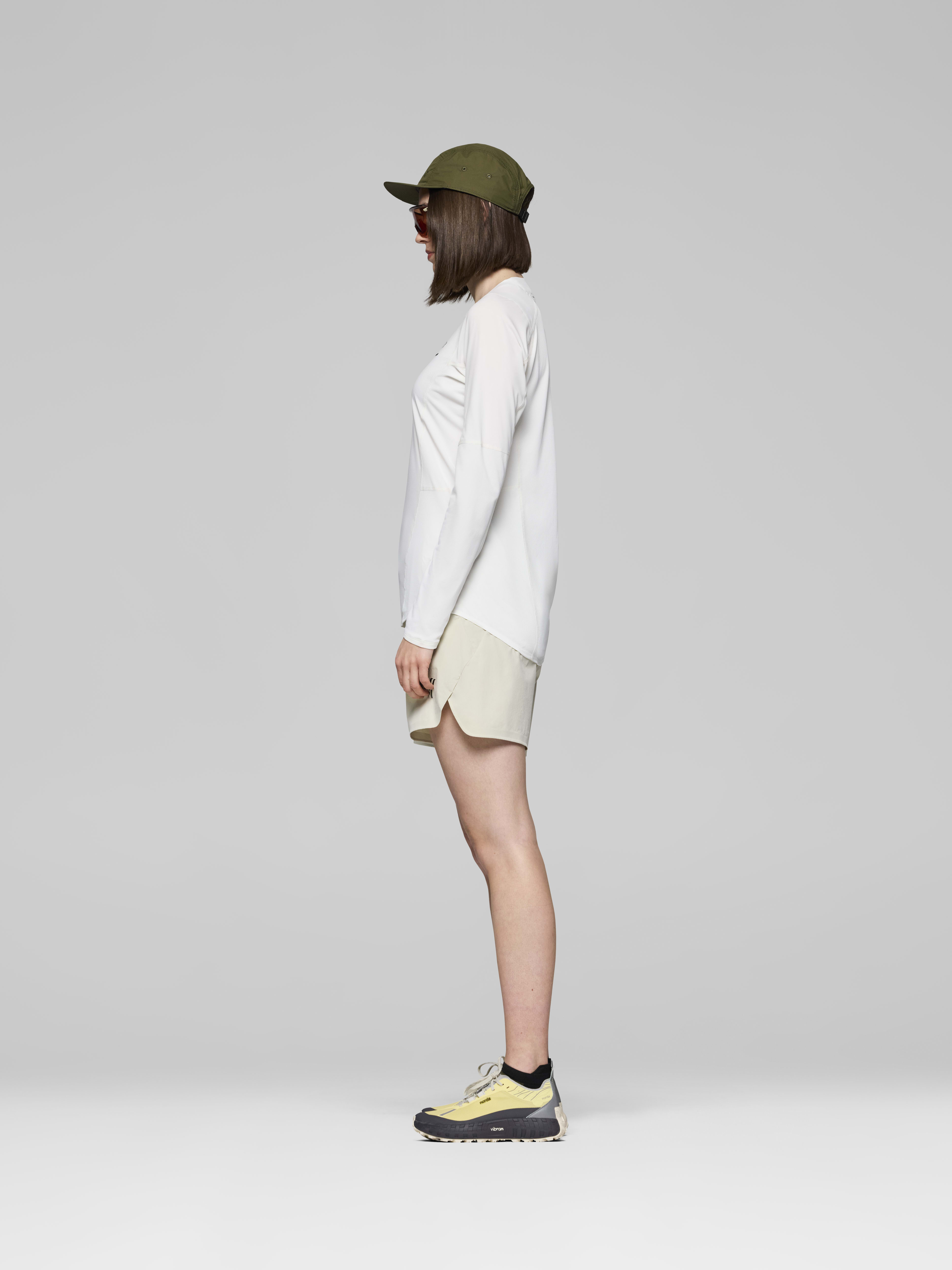 Female Look side image of senja equaliser lightweight Long Sleeve Snow White