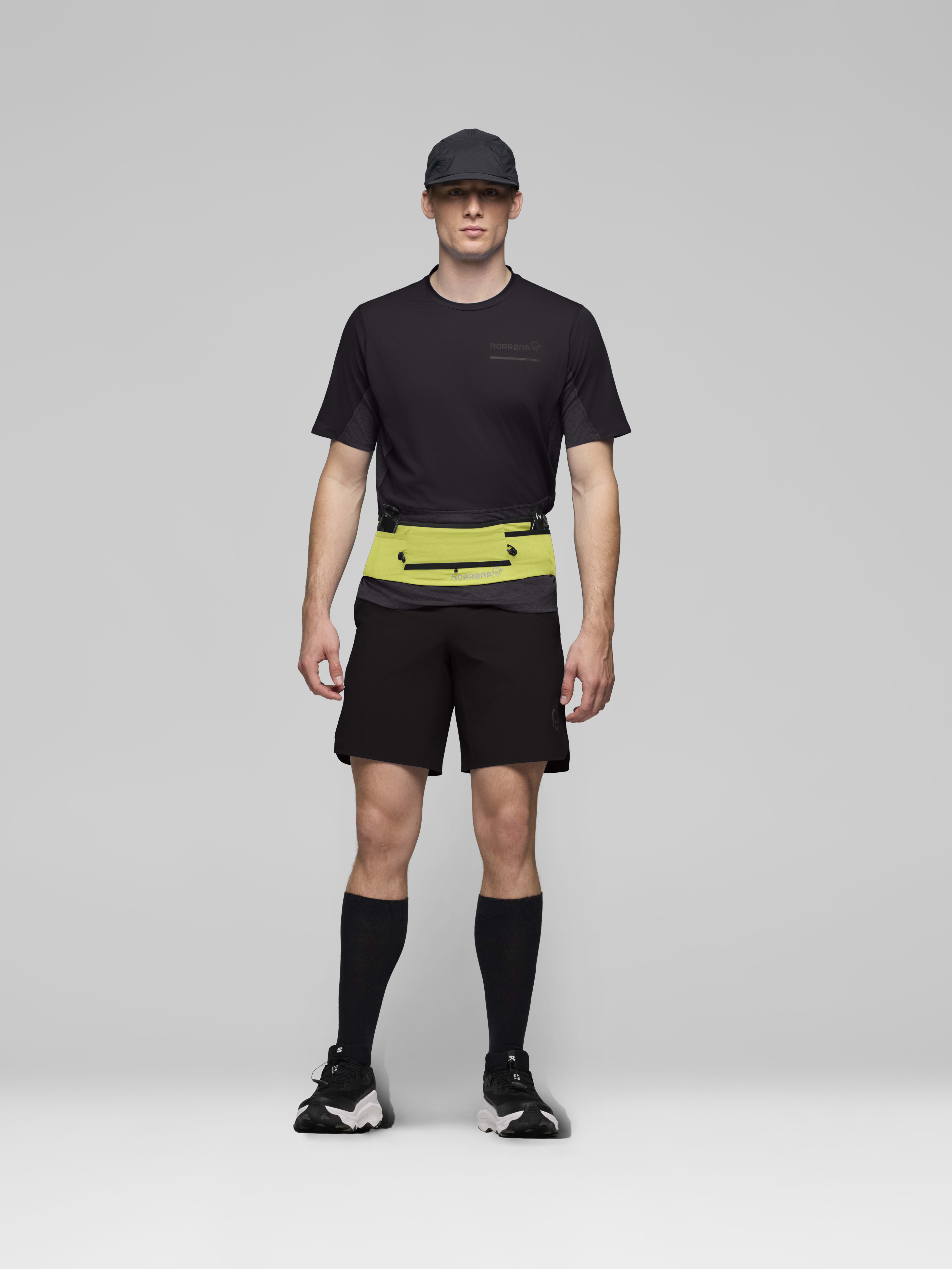 Female Look back image of senja equaliser stretch mesh Belt Limeade