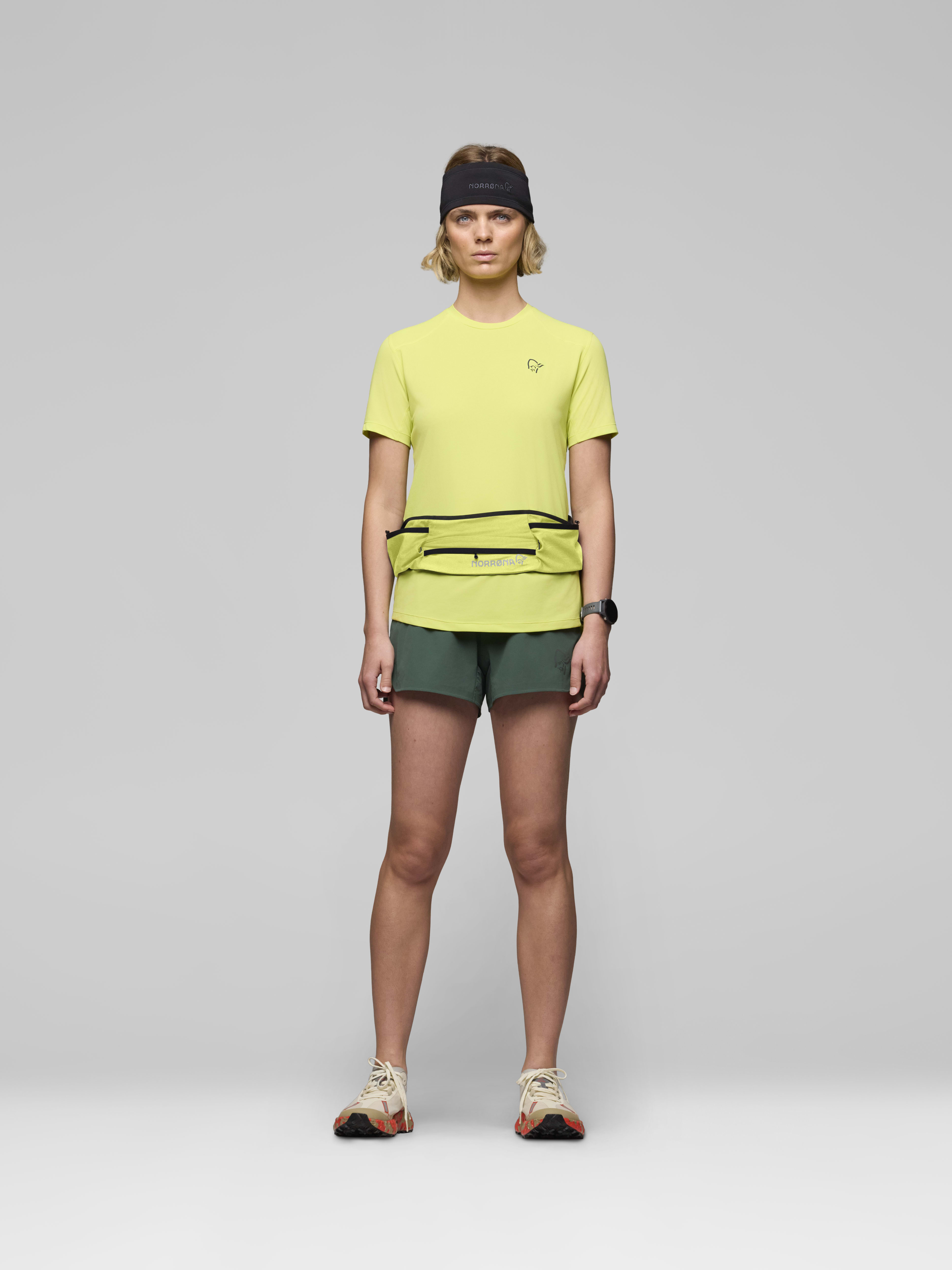 Female Look front image of senja equaliser stretch mesh Belt Limeade