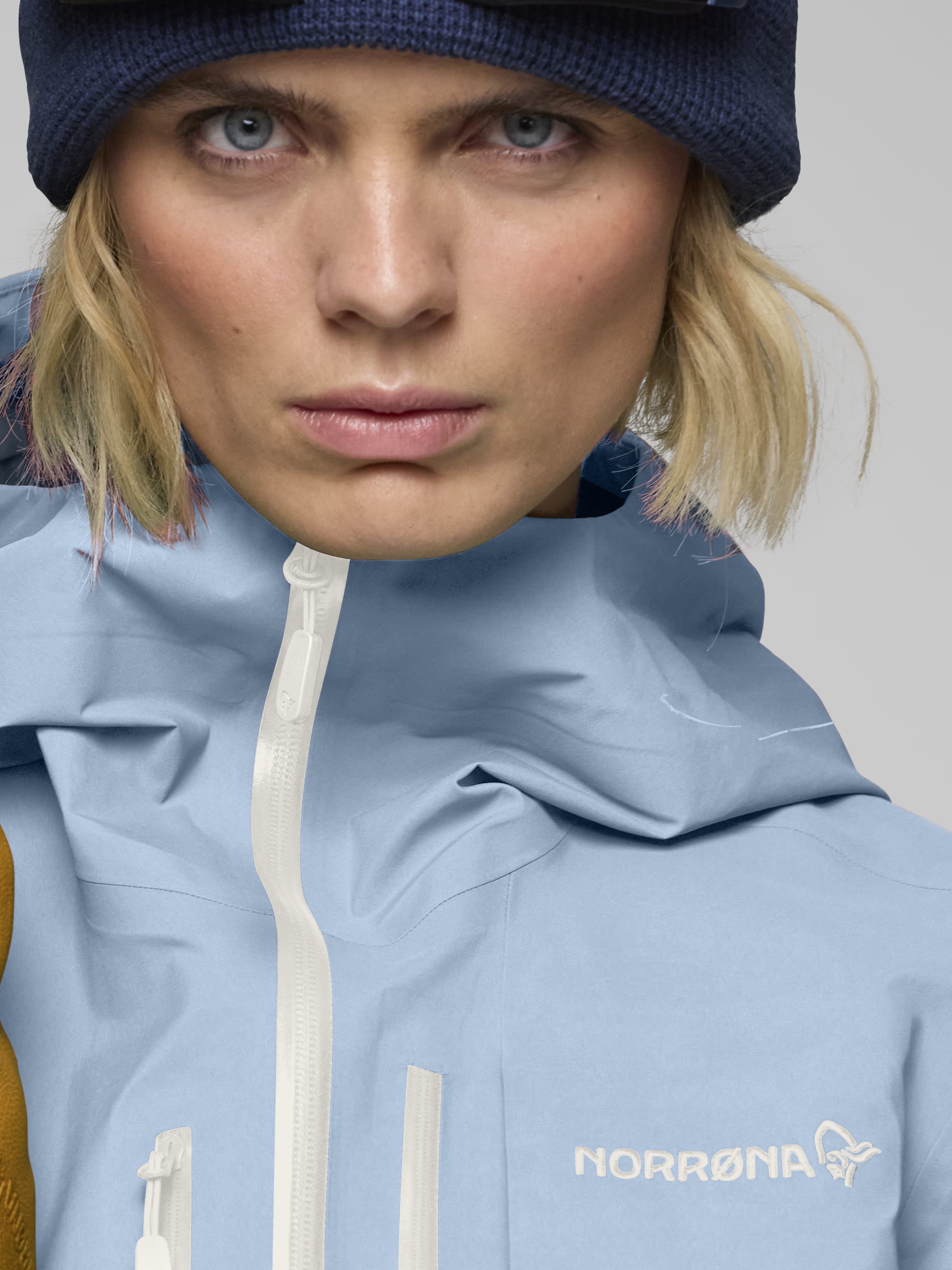 Female Look image of lofoten Gore-Tex Pro Jacket Cashmere Blue