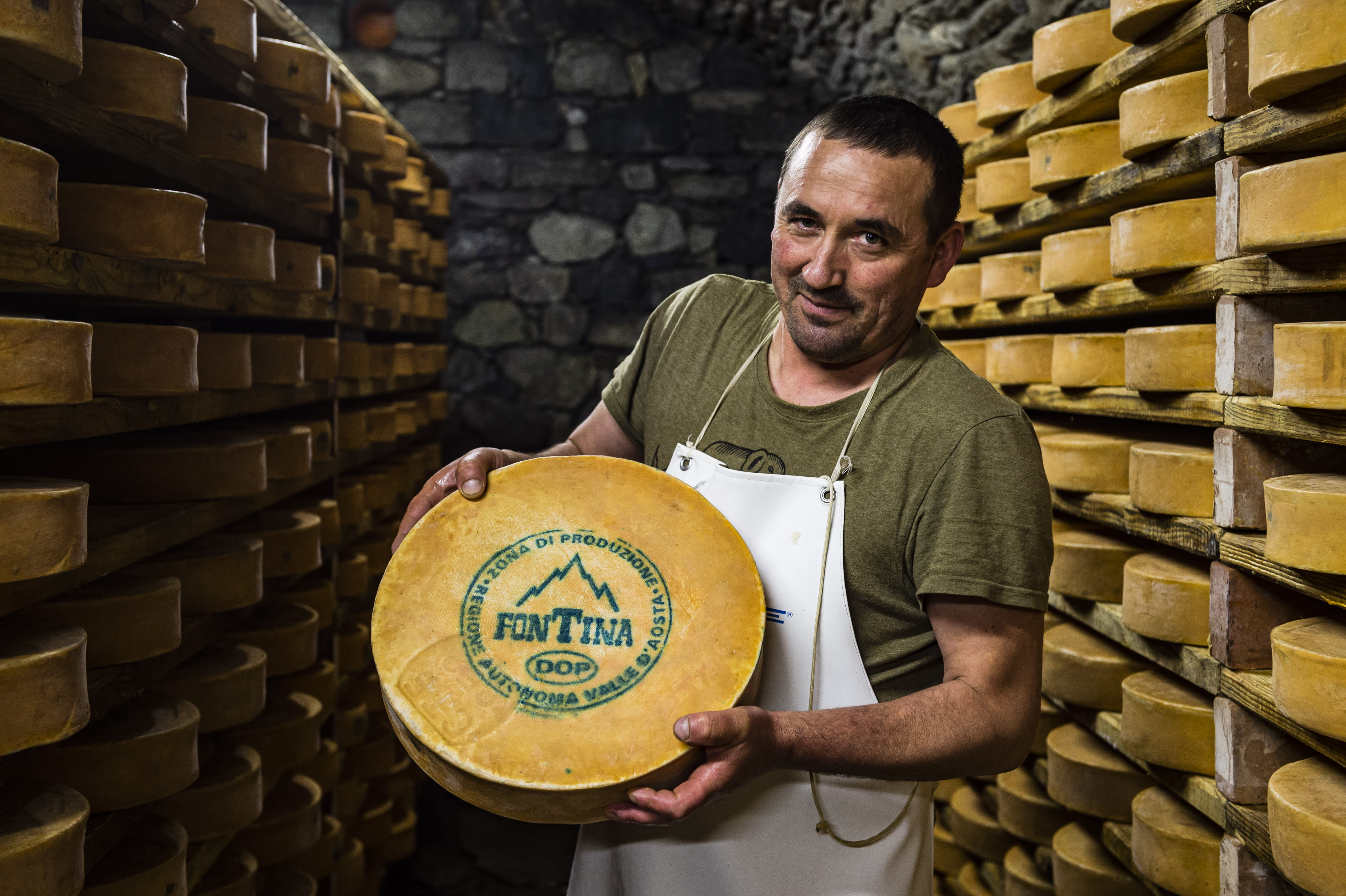 Fontina Cheese in Chaligne, Aosta Valley, Italy.