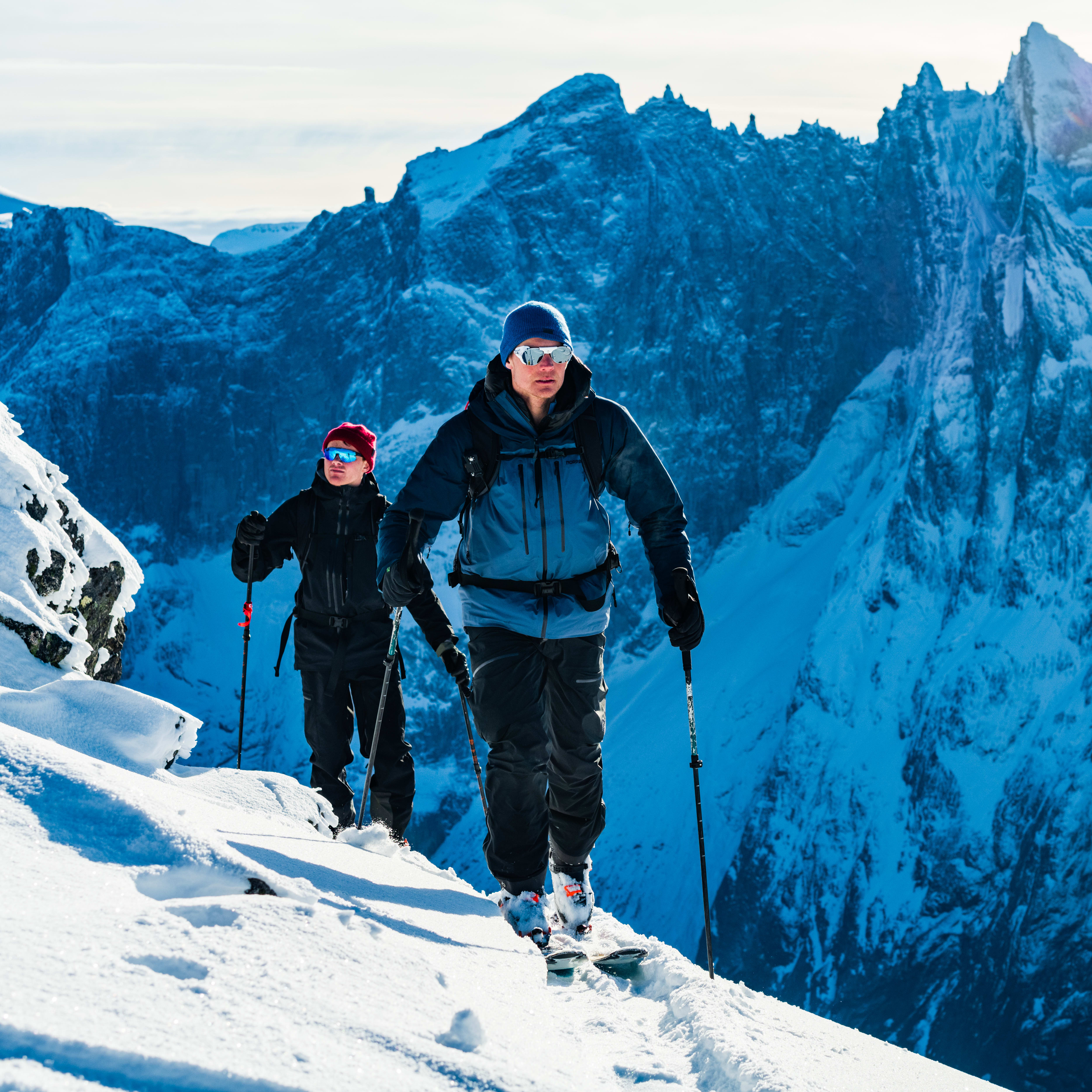 Asbjørn Eggebø Næss and Nikolai Schirmer ski touring near Isfjorden, Romsdal, Norway.  FW1920 lofoten ACE Gore-Tex lyngen Gore-Tex User rights 22.05.2019 - 3 years