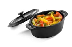 Minikasserolle med lokk støpejern 12,5 x 9,3 x 7,5 cm