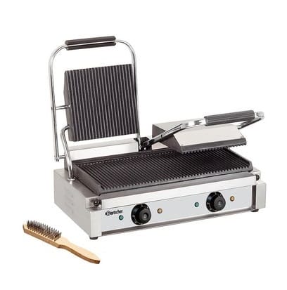 Bartscher pressgrill dobbel, rillet plater el.