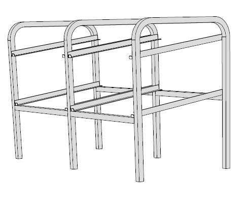 Nicro Kurvreol på benk for kafeteria med 2x2 par (Dobbel) skrå