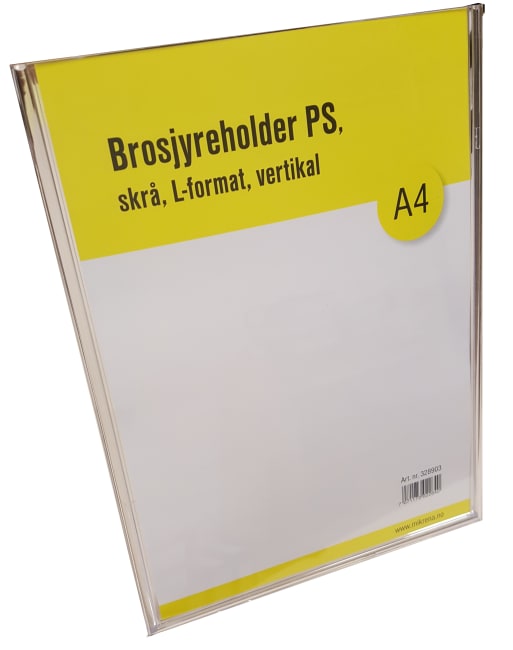 Brosjyreholder PS A4, skrå, L-format, Stående