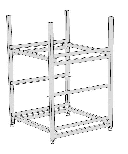 Nicro Kurvreol for 3 stk oppvaskkurver for plassering under benk