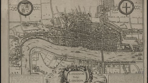 Ancient map of London with the inscription “Londinum vulgo London”