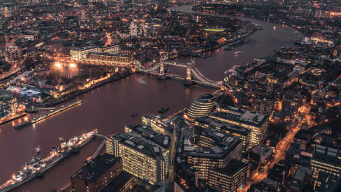 Londra di notte, vista panoramica