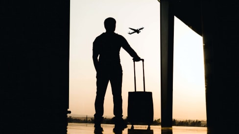 Person at the airport with the luggage