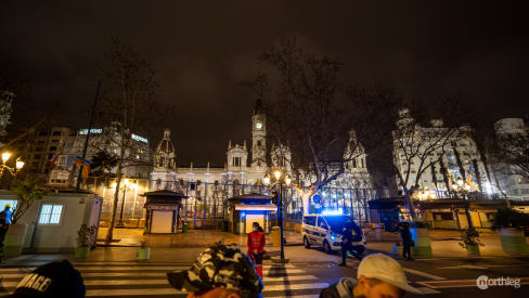 Plaza de Ayuntamiento in Valencia ready for the Alba