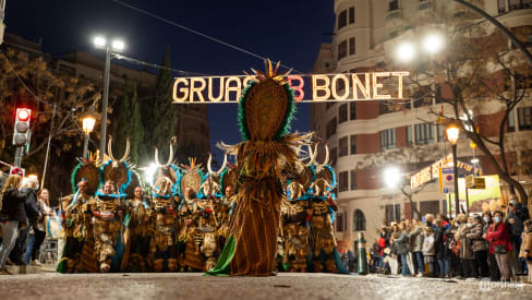 Moros y Cristianos group in a procession in Valencia.