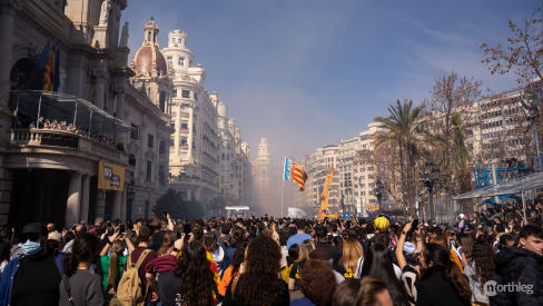 Plaza del Ayuntamiento in Valencia during public events