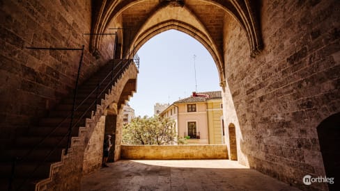 The view from inside of Torres de Serranos in Valencia