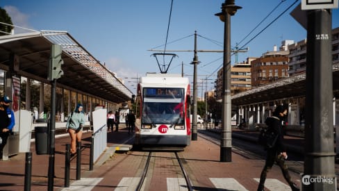 Tram at a station in Valencia
