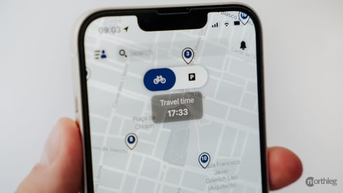 Valenbisi app showing travel time